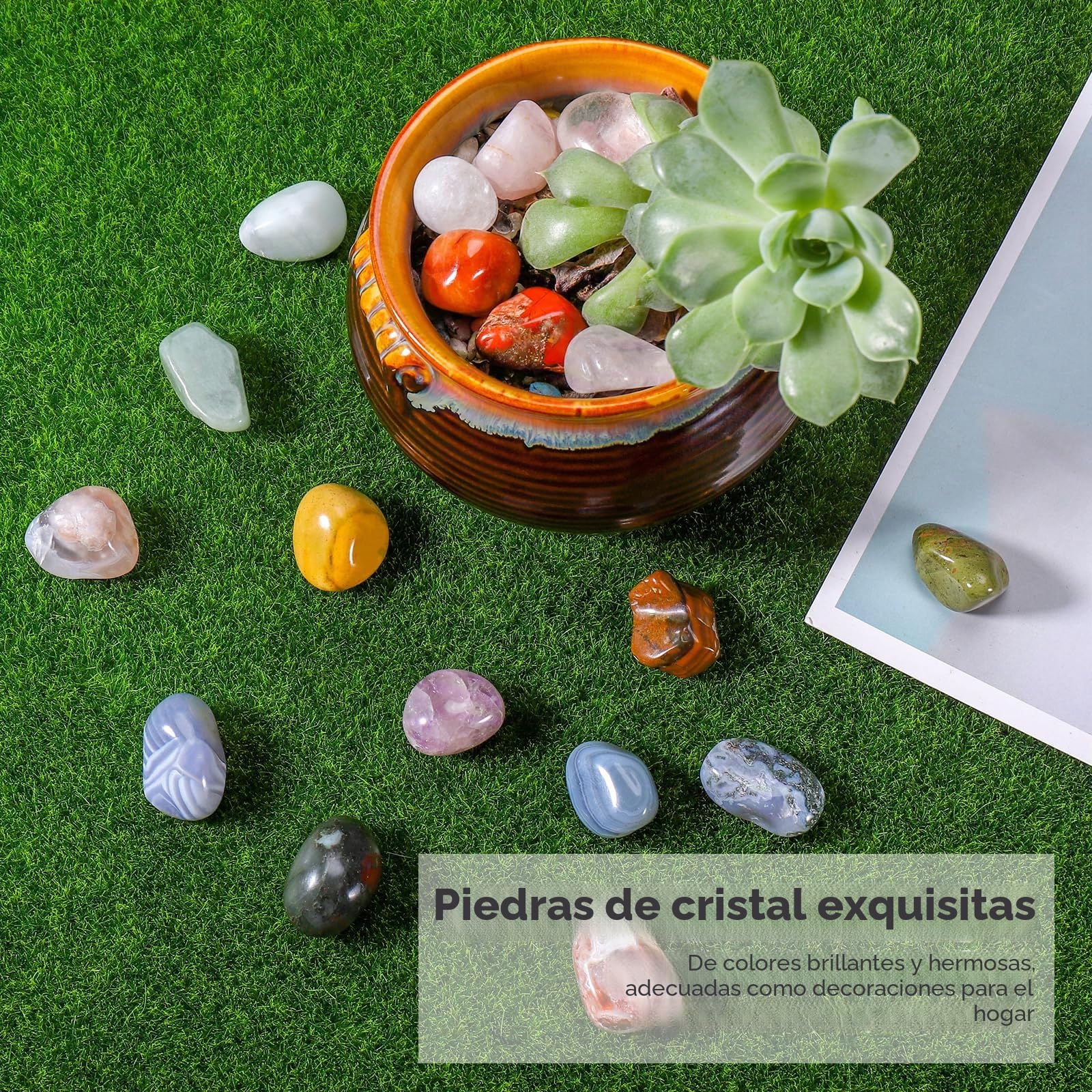 Juego de Piedras y Cristales Curativos, Piedras en Bruto 100% Naturales, Piedras Chakras Cristales Curativos para Meditación, Curación, Equilibrio de Chakras, Yoga, DIY (Multicolor-18Pcs)