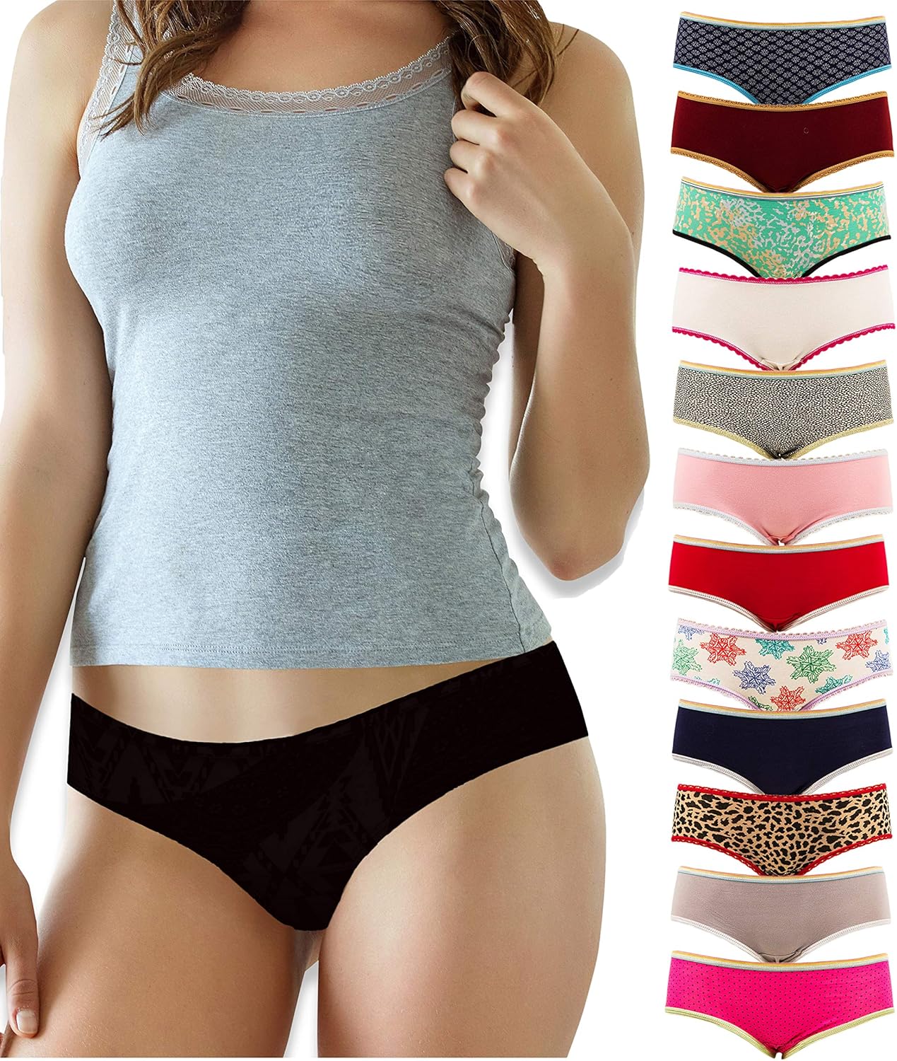 Sexy Basics Women's Hipster Underwear | Cotton Spandex Stretch Flexible Fit Ultra Soft Panties | Multi Packs - Image 3