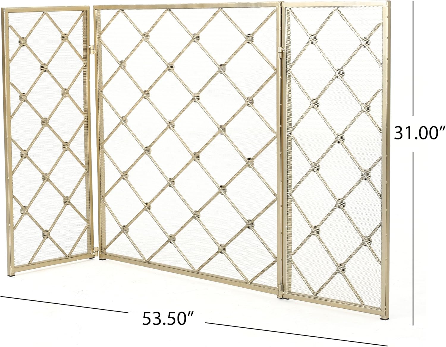 Christopher Knight Home Chelsey 3 Panelled Iron Fireplace Screen, Gold