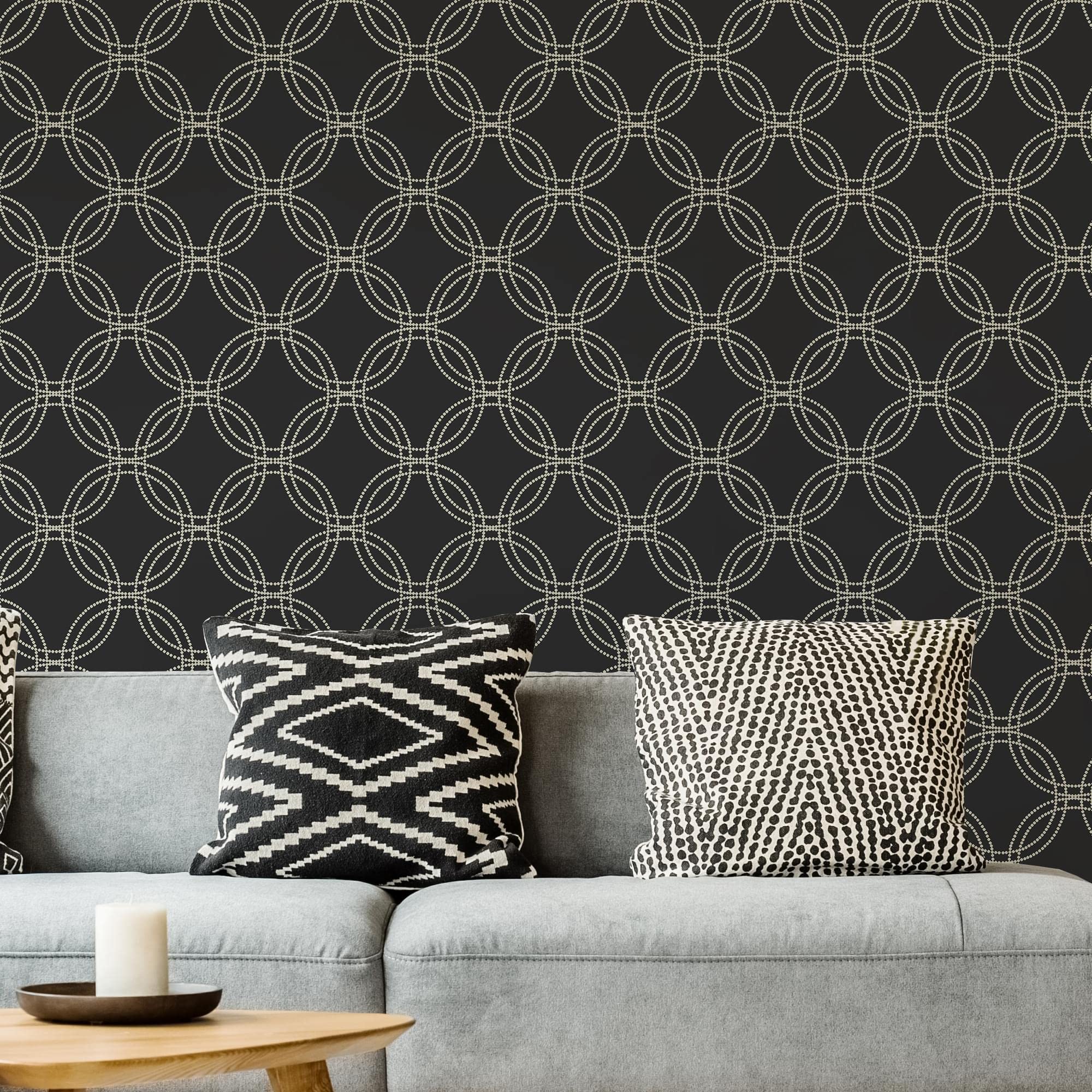 Superfresco Easy Black Serpentine Geometric Wallpaper | Paste The Wall | Geometric| Eco-Friendly