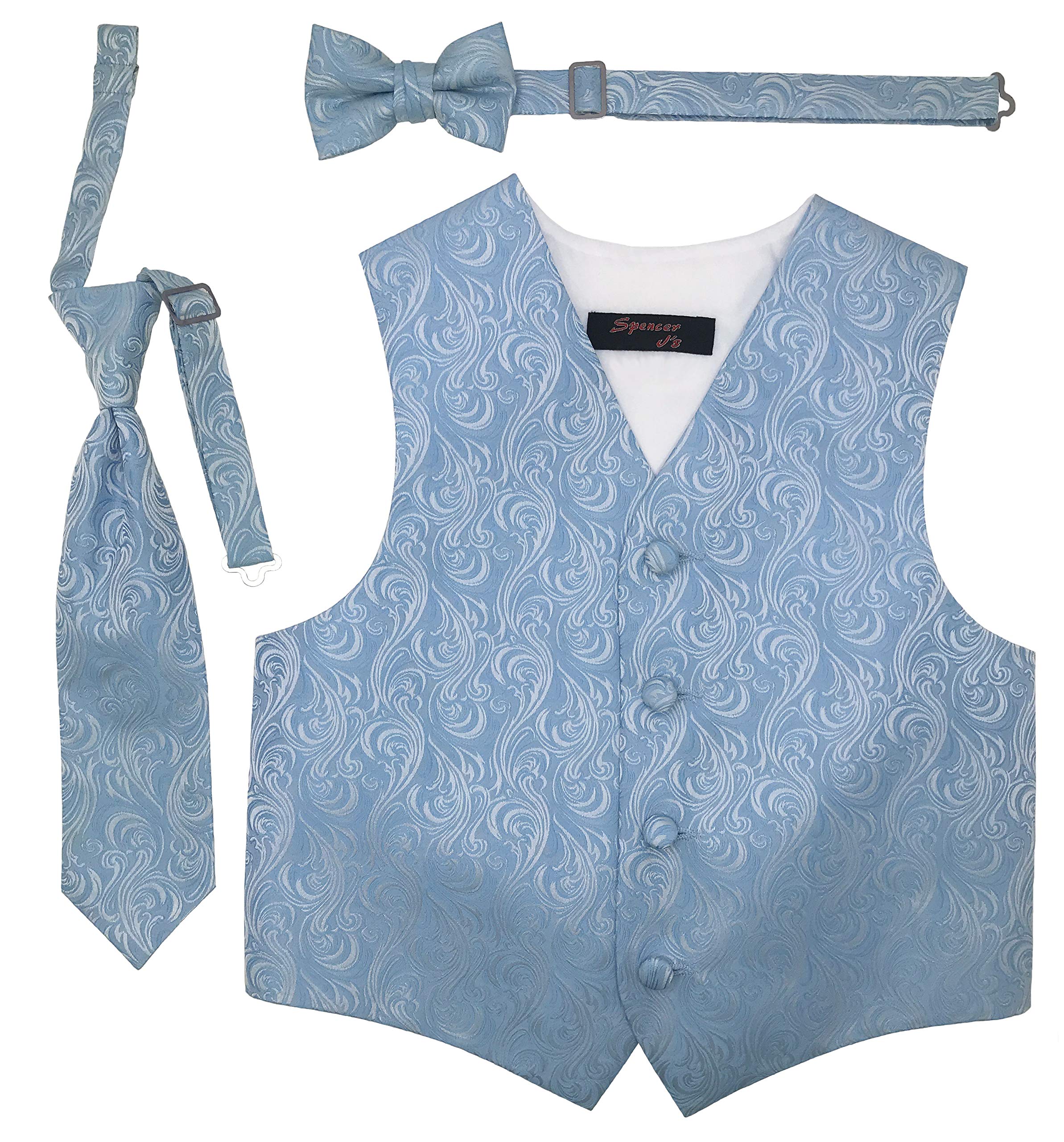Spencer J's Boys Formal Suit Tuxedo Vest Tie and Bowtie Set Variety of Colors