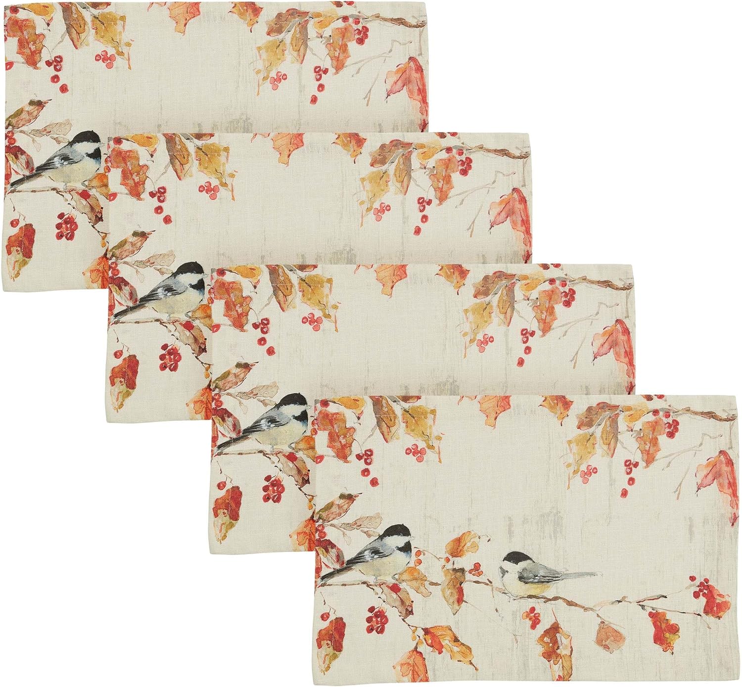 Park Designs Fall Blessings Placemat Set of 4 | 13" x 19" Autumn Bird & Leaf Pattern | Cotton Reusable Table Mat | Farmhouse Dining Decor | Washable Seasonal Linen Kitchen Accessory for Everyday Use