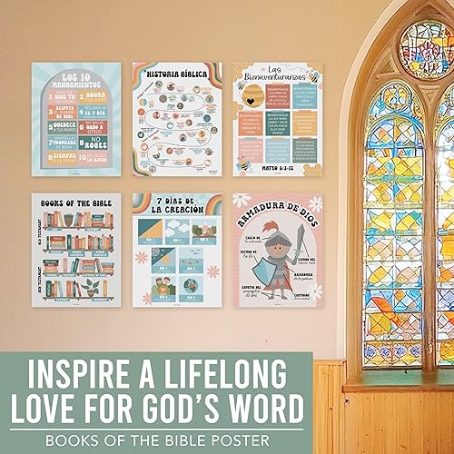 Miniatura 5 de Hadley Designs Decoraciones para el aula de español - Imprescindible para el aula de español, póster de libros de la Biblia, carteles de la Biblia