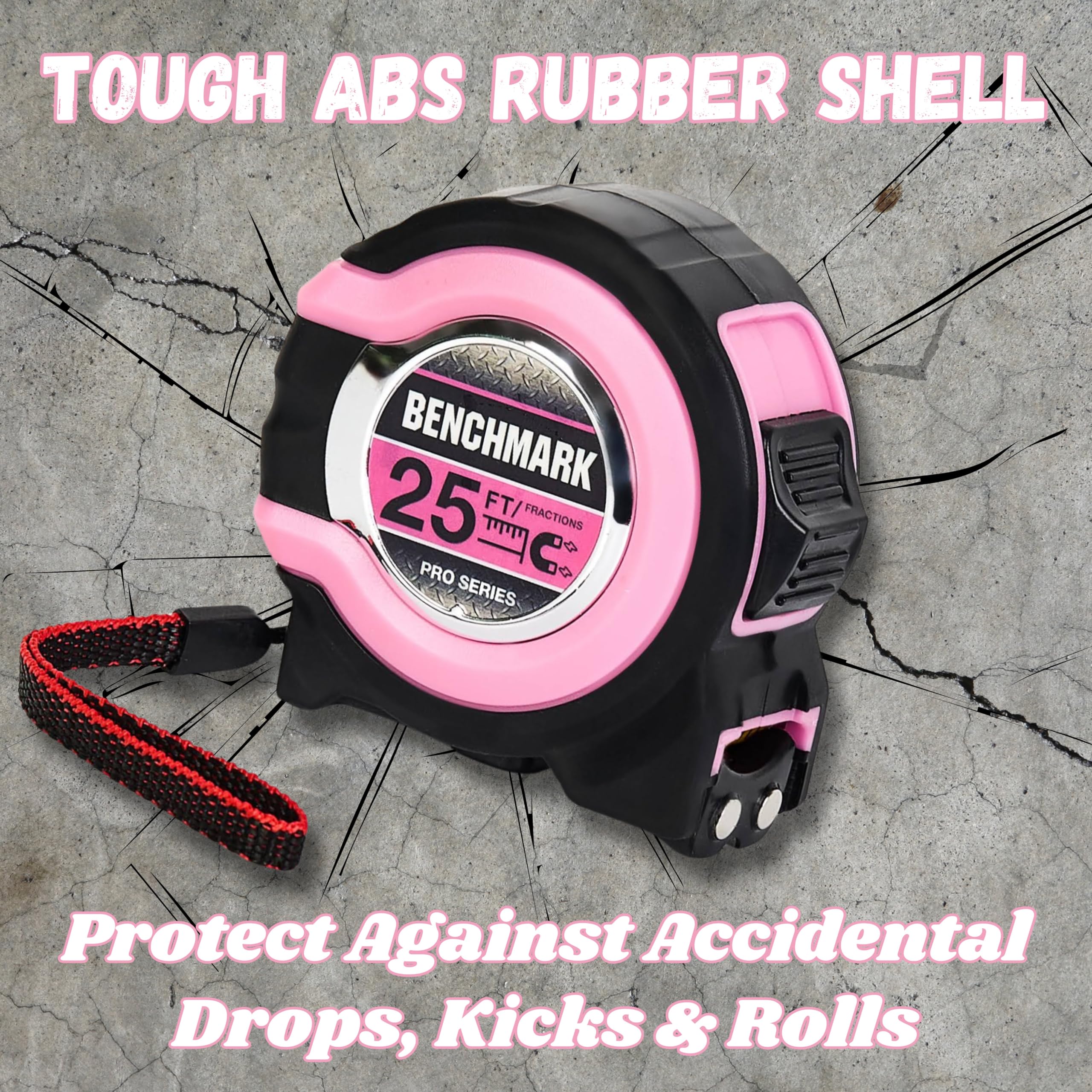 Benchmark 3-Pack 33-Foot Tape Measures – Autowind, Magnetic Tip, Belt Clip, Measures Inches & Centimeters