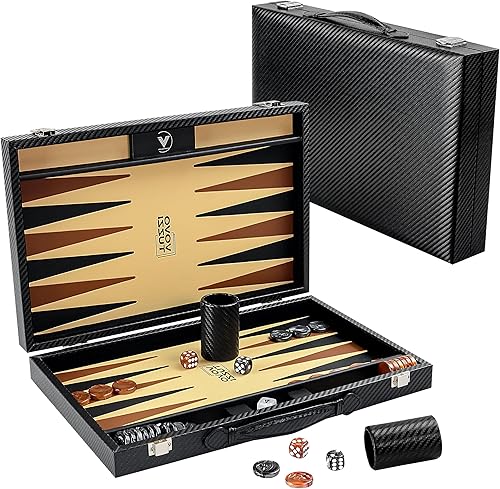 Backgammon - Juego de backgammon para adultos, 15 pulgadas, de fibra de carbono, juego de backgammon de cuero sintético de alta calidad, juegos de disponible en Yaxa Colombia