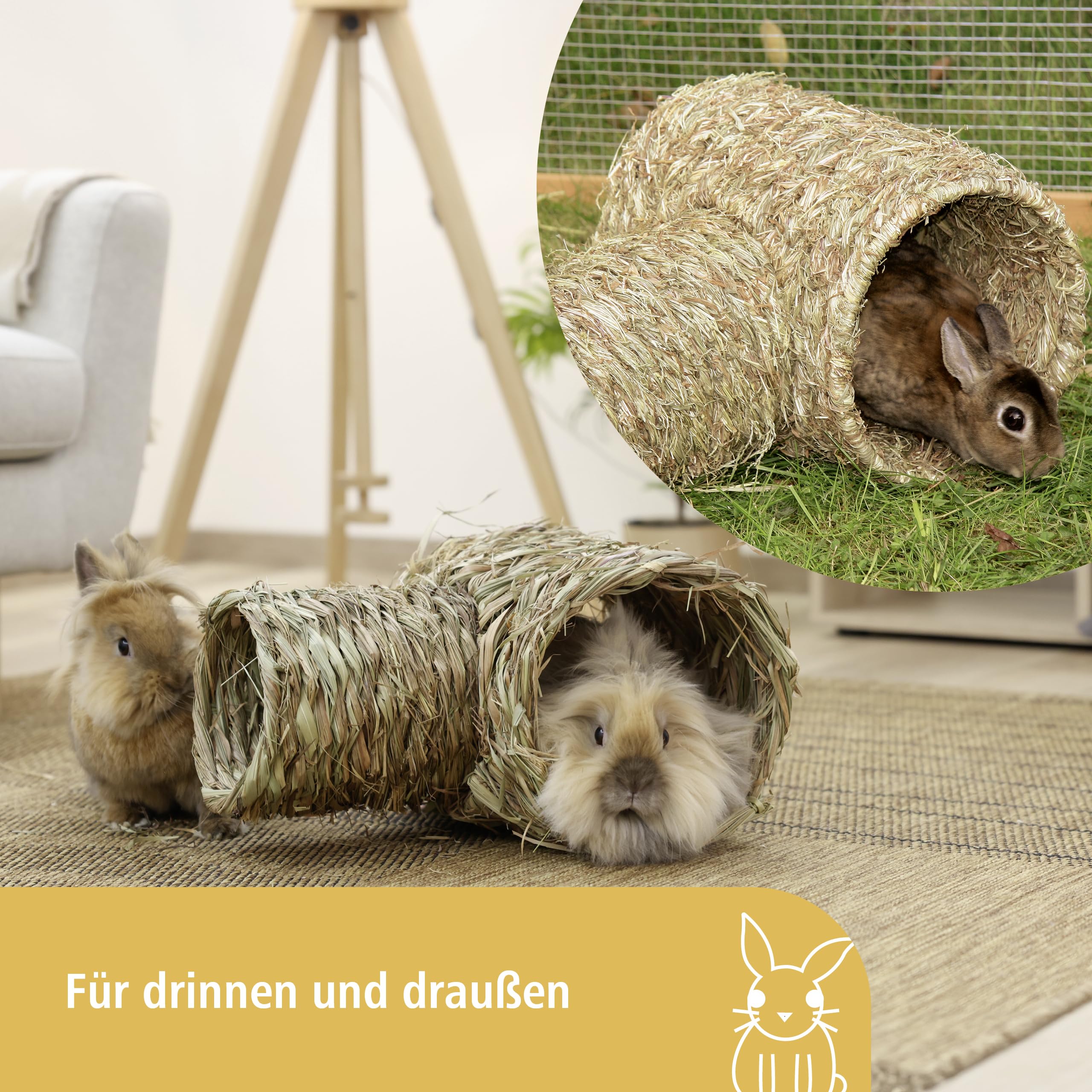 Kerbl Pet Grasröhre 2-teilig, Nagerhaus, Kleintierhaus, Ø18cmx24cm + Ø24cmx30cm, Gras, Nager, frei von Draht- oder Kunststoffteilen