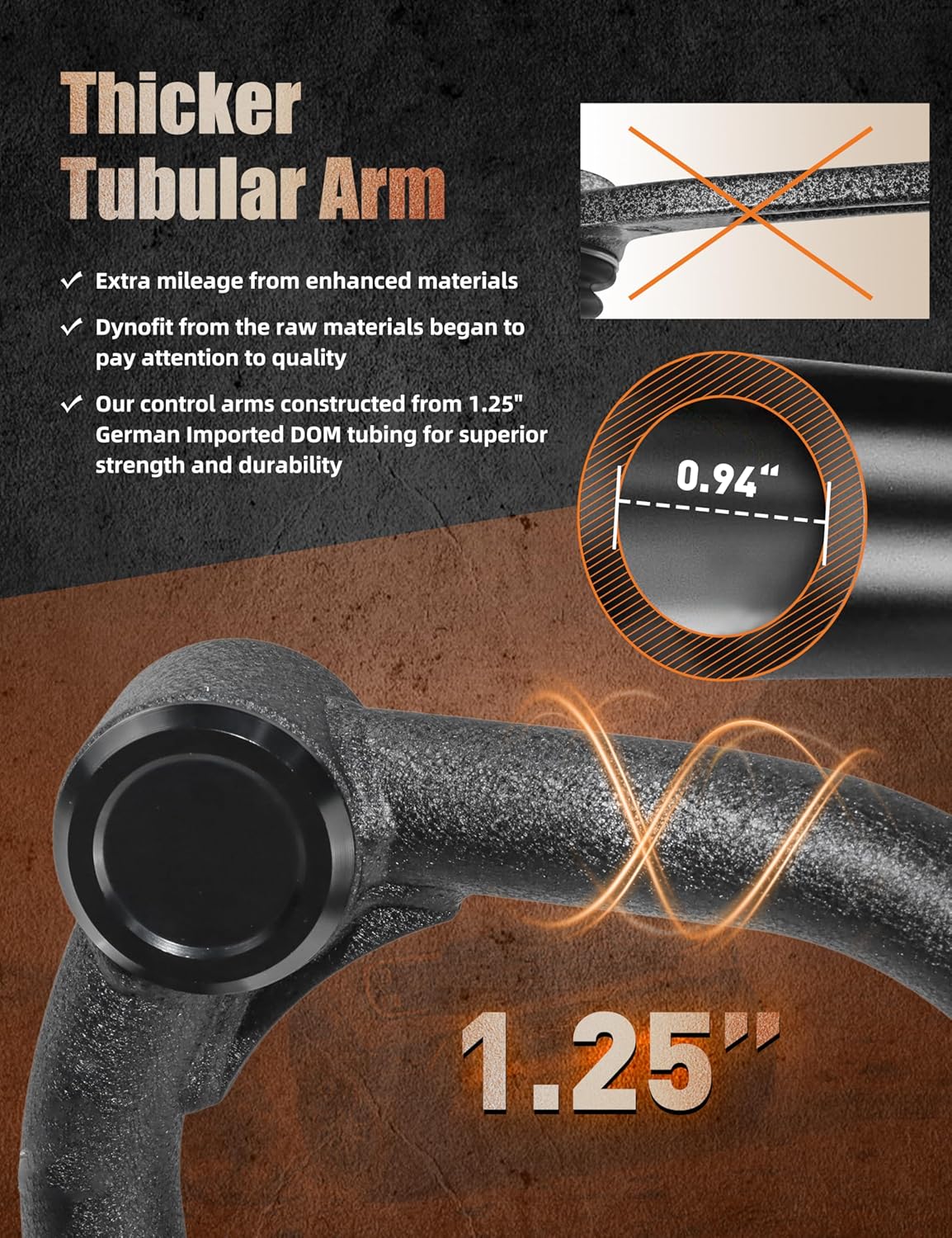 2-4" Lift Front Upper Control Arms for 2003-2023 Toyota 4Runner, 2007-2014 FJ Cruiser, Lexus GX & Land Cruiser Prado – Heavy Duty Tubular Steel UCA, Upgraded Aluminum Caps, Wrinkle Black