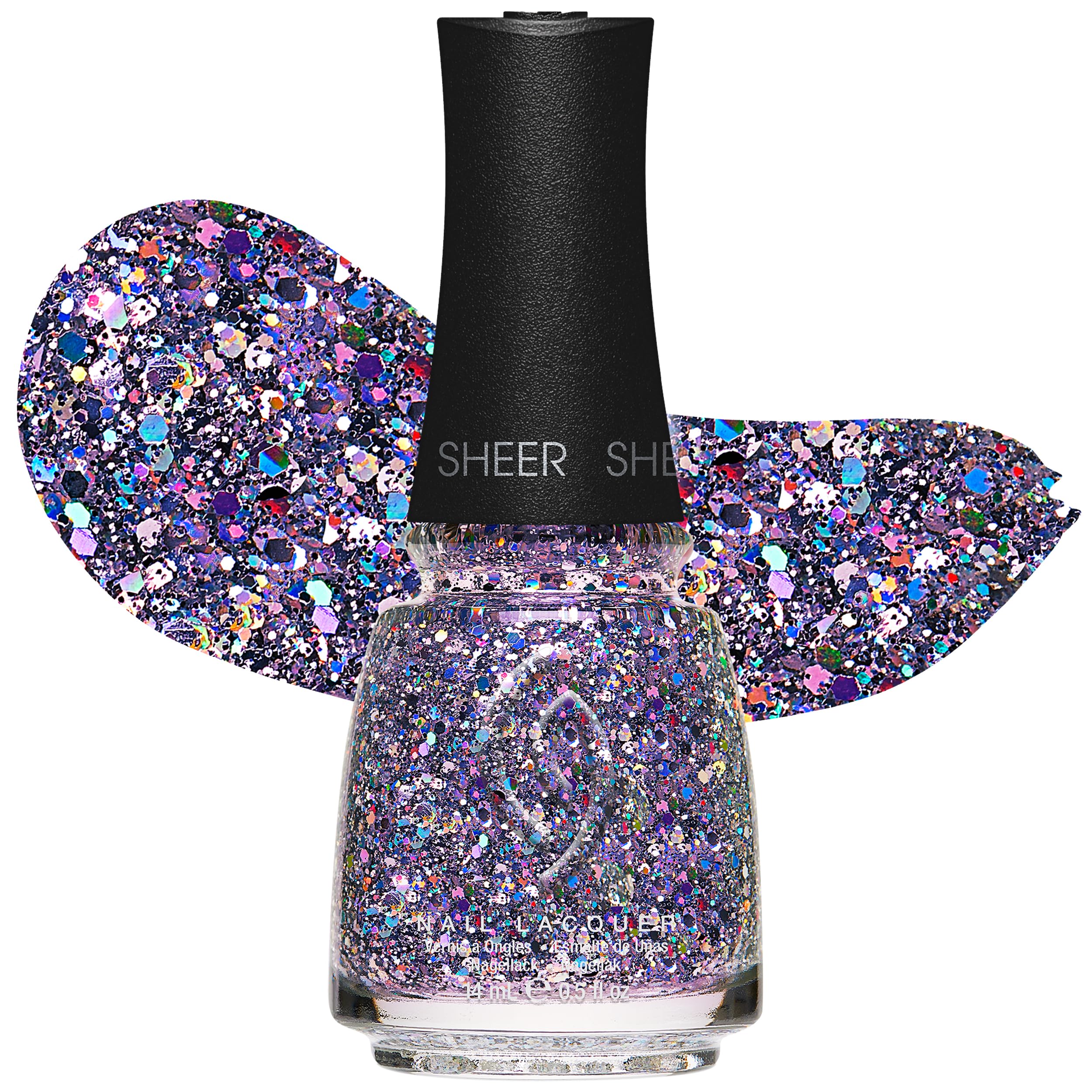 China Glaze CG Top Coat Nail Polish Pick Me Up Purple – Holographic Glitter Nail Lacquer for Salon-Quality DIY Manicure Nails Art Designs, 0.5 fl oz