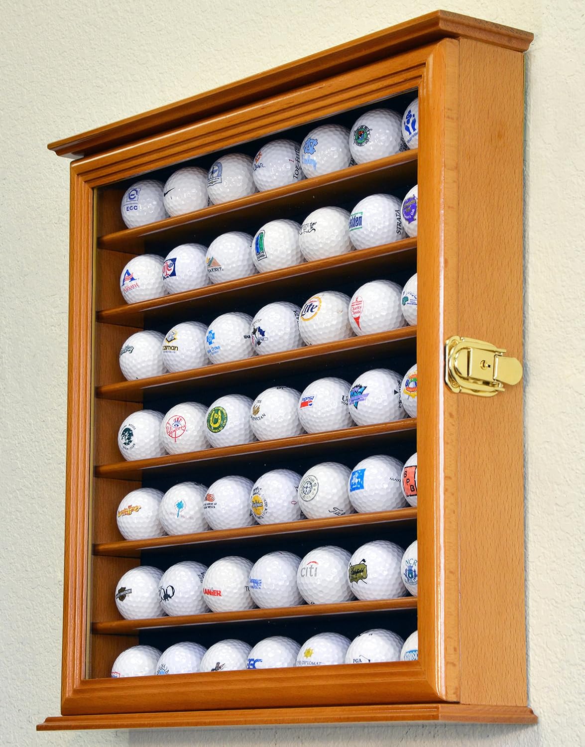49 Golf Ball Display Case Cabinet Wall Rack Holder w/98% UV Protection Lockable