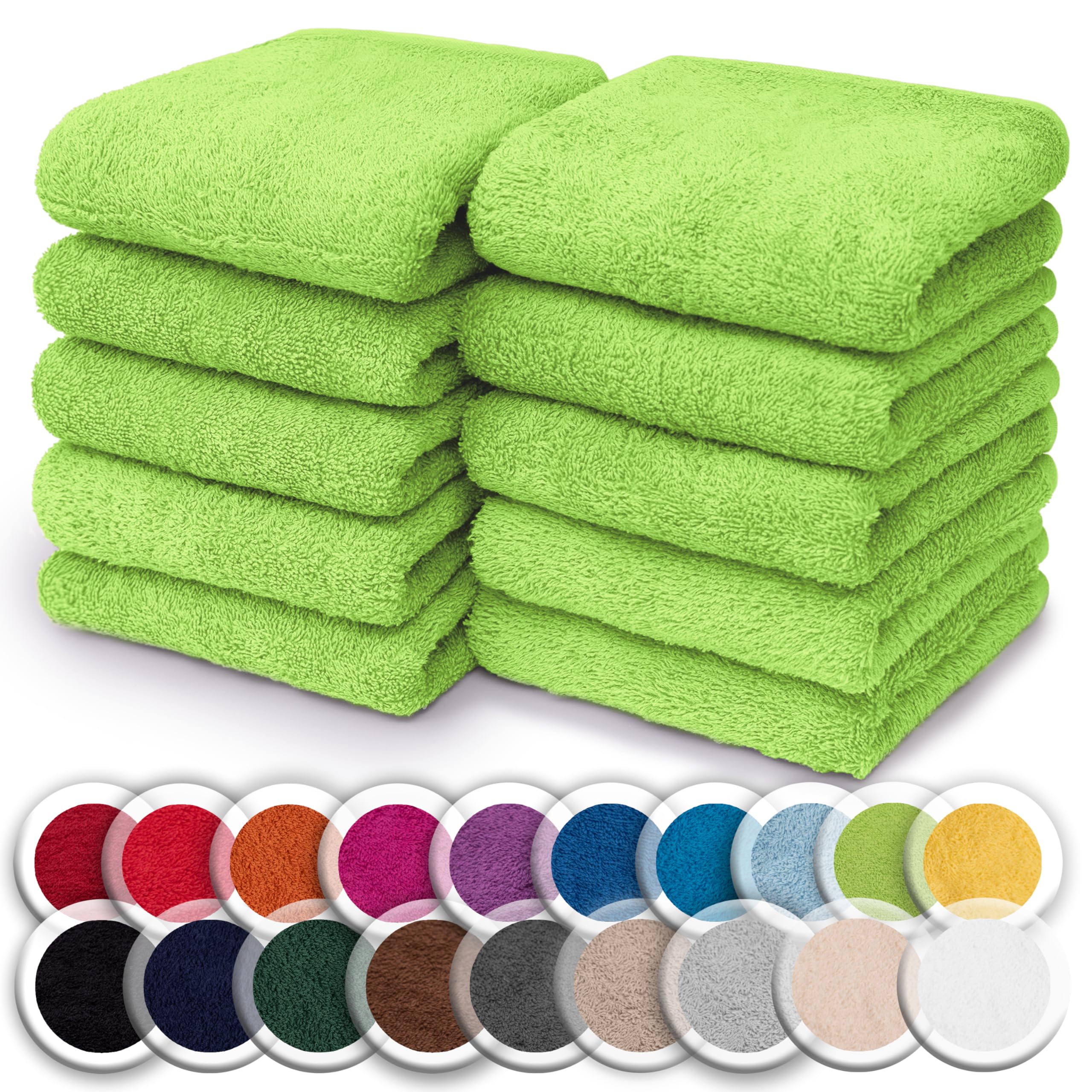 NatureMark Set of 10 Washcloths Made of 100% Cotton - Soft and Absorbent Face and Hand Towels - Practical for Bathroom and Kitchen - 30 x 30 cm, Apple Green — image 1