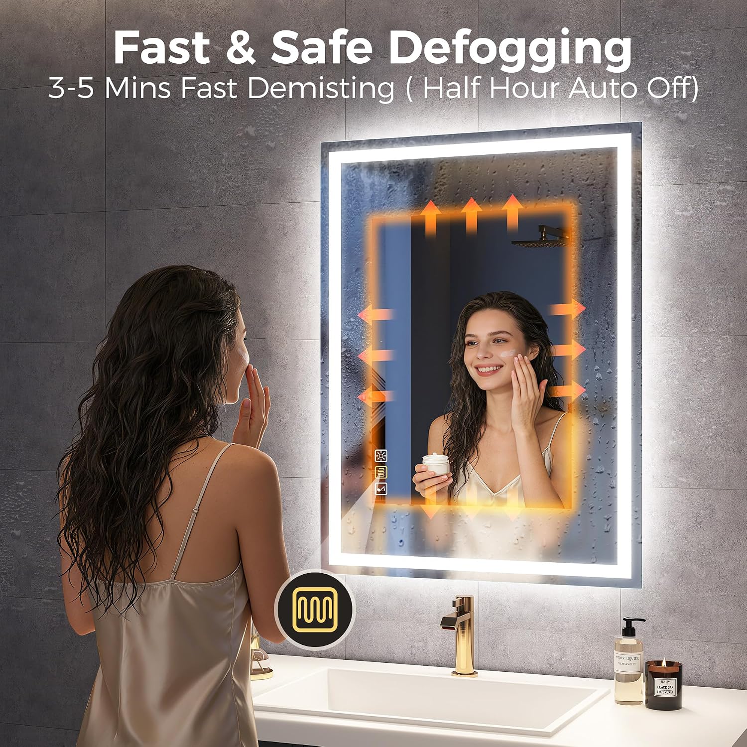 STARLEAD 500×700 mm Bathroom-Mirror-with-LED-Lights and Bluetooth, LED-Bathroom-Wall-Mirror with Anti-Fog, 3 Colors Dimmable, Memory Function, Tempered Glass CRI90+, IP44, Horizontal/Vertical