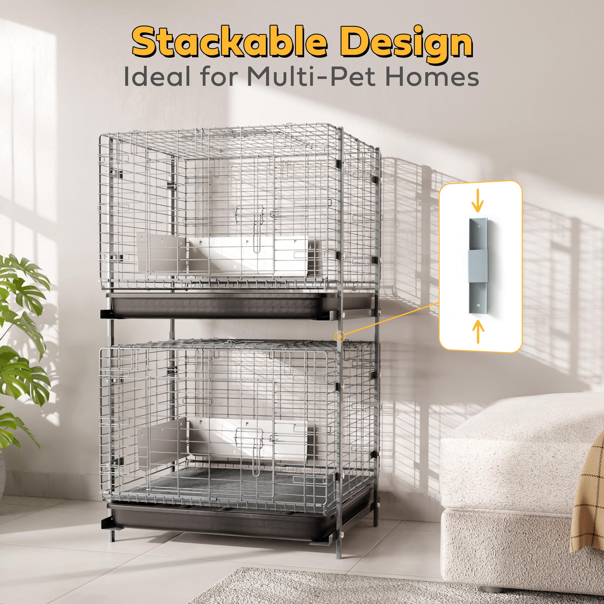 HOMESTEAD Gabbia per coniglietti con vassoio, 61 cm, facile da pulire, con kit migliorato, per gambe, telaio e protezione per le urine inclusi, casa ideale e sicura per conigli, furetti e ricci