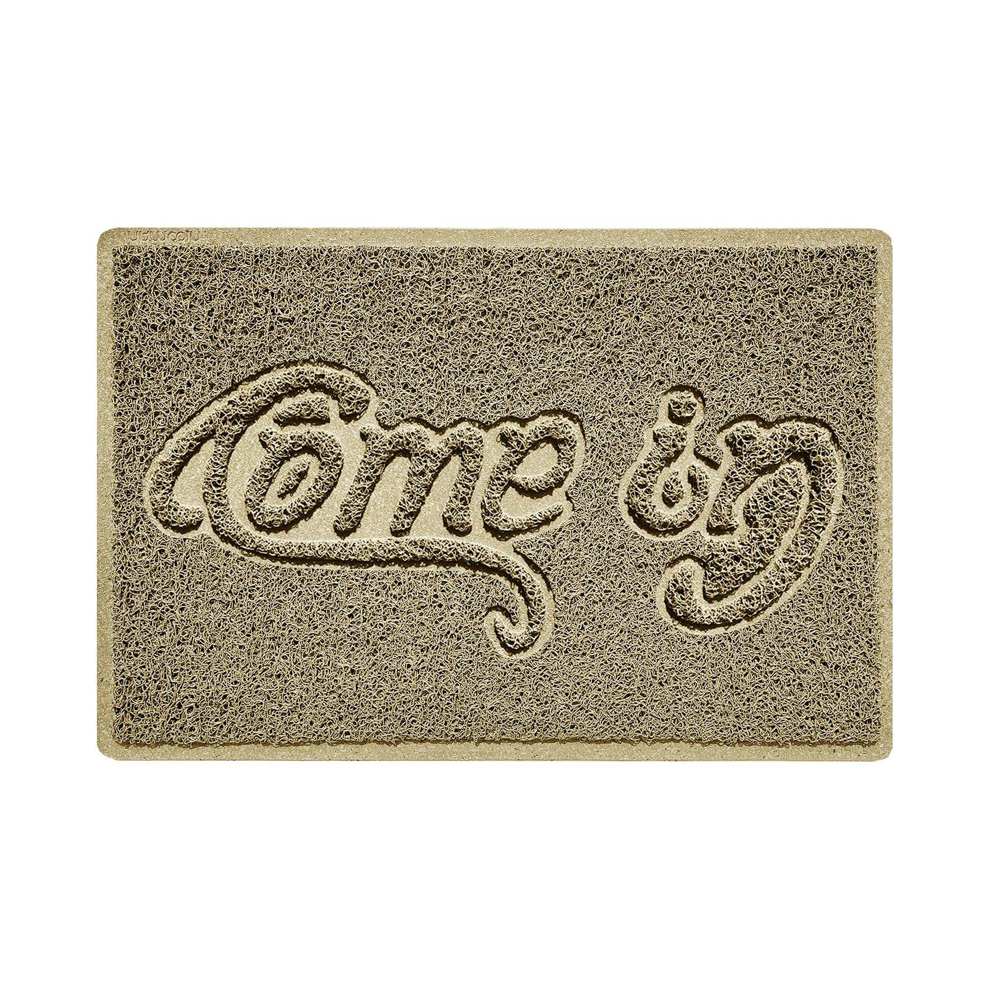 Nicoman COME-IN Embossed Shape Door Mat Dirt-Trapper Jet-Washable Doormat-(Use Indoor or Sheltered Outdoor)- (60x40cm/23.6x15.7inches, Small) Beige