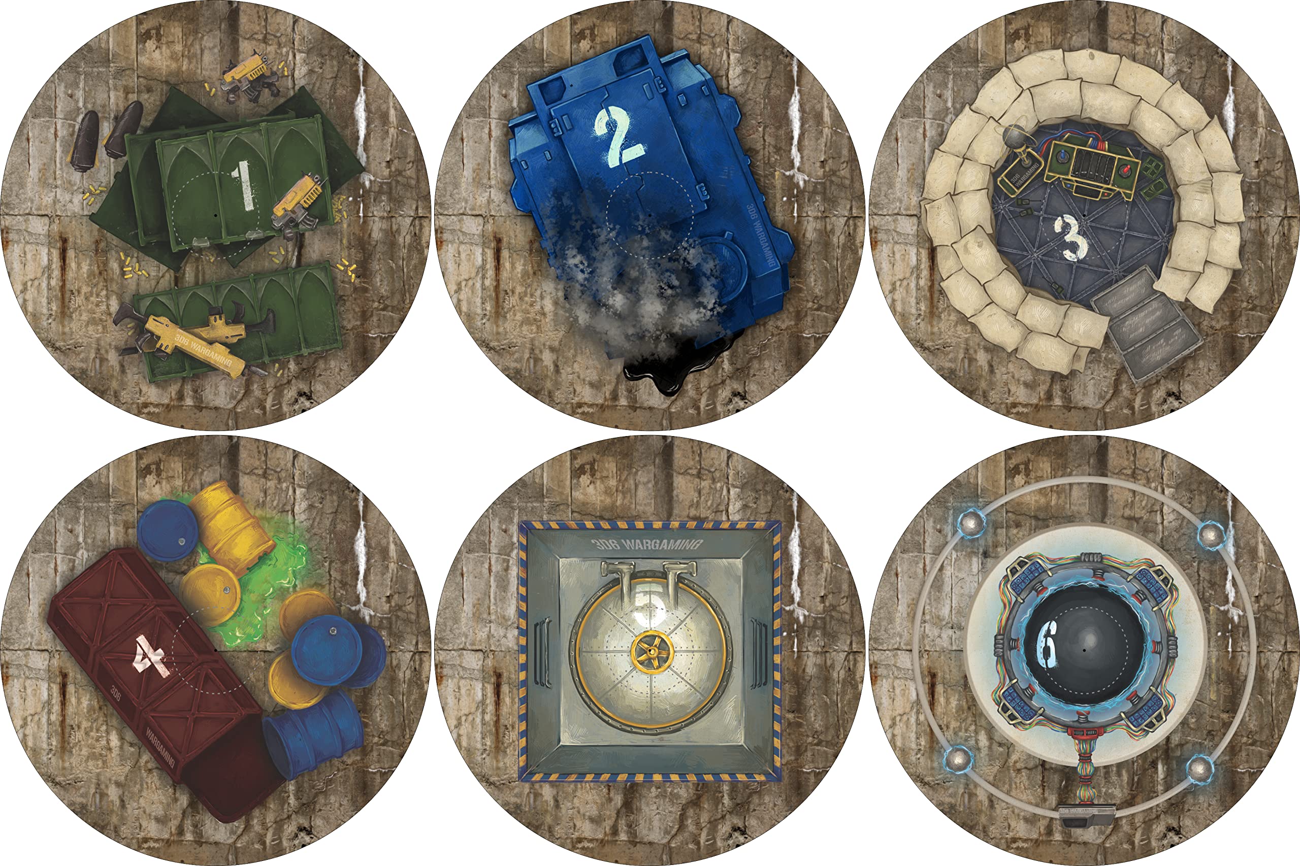 40K Neoprene Objective Markers - Sci Fi - Aged Concrete