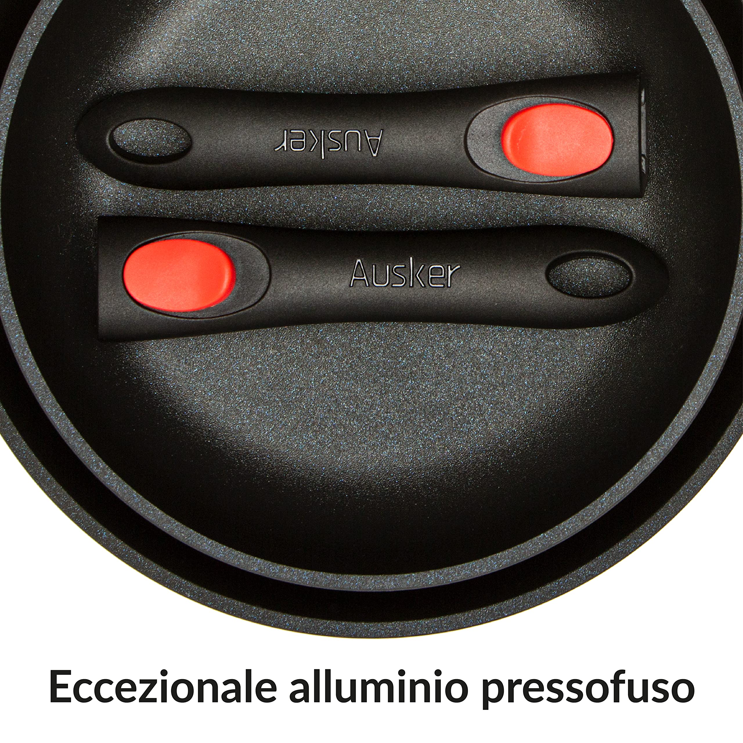 Set Padelle Salvaspazio con Manico Rimovibile, 2 Padelle Antiaderenti Professionali, Padelle Induzione, Set Padelle Antiaderenti - 24 cm e 28 cm