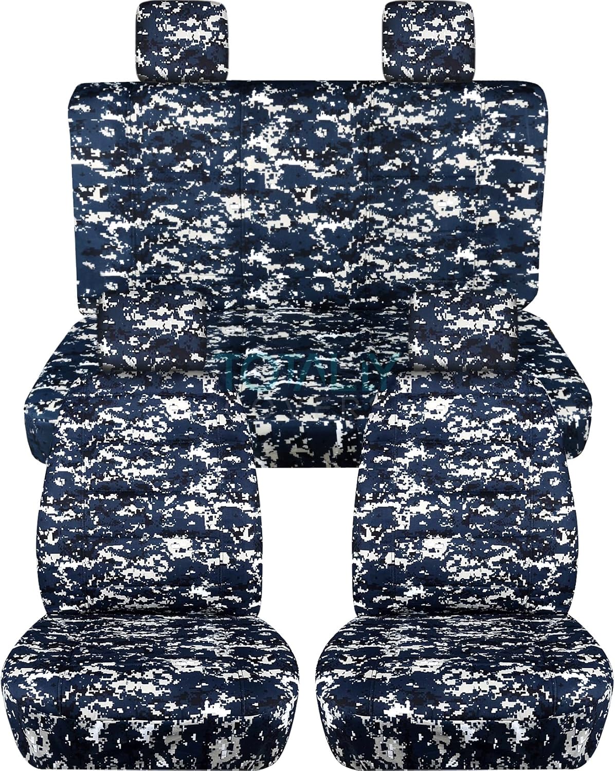 Totally Covers Compatible with 2007-2010 Jeep Wrangler JK Camo Seat Covers: Woods Camouflage - Full Set: Front & Rear (19 Prints) 2-Door/4-Door Complete Back Solid/Split Bench