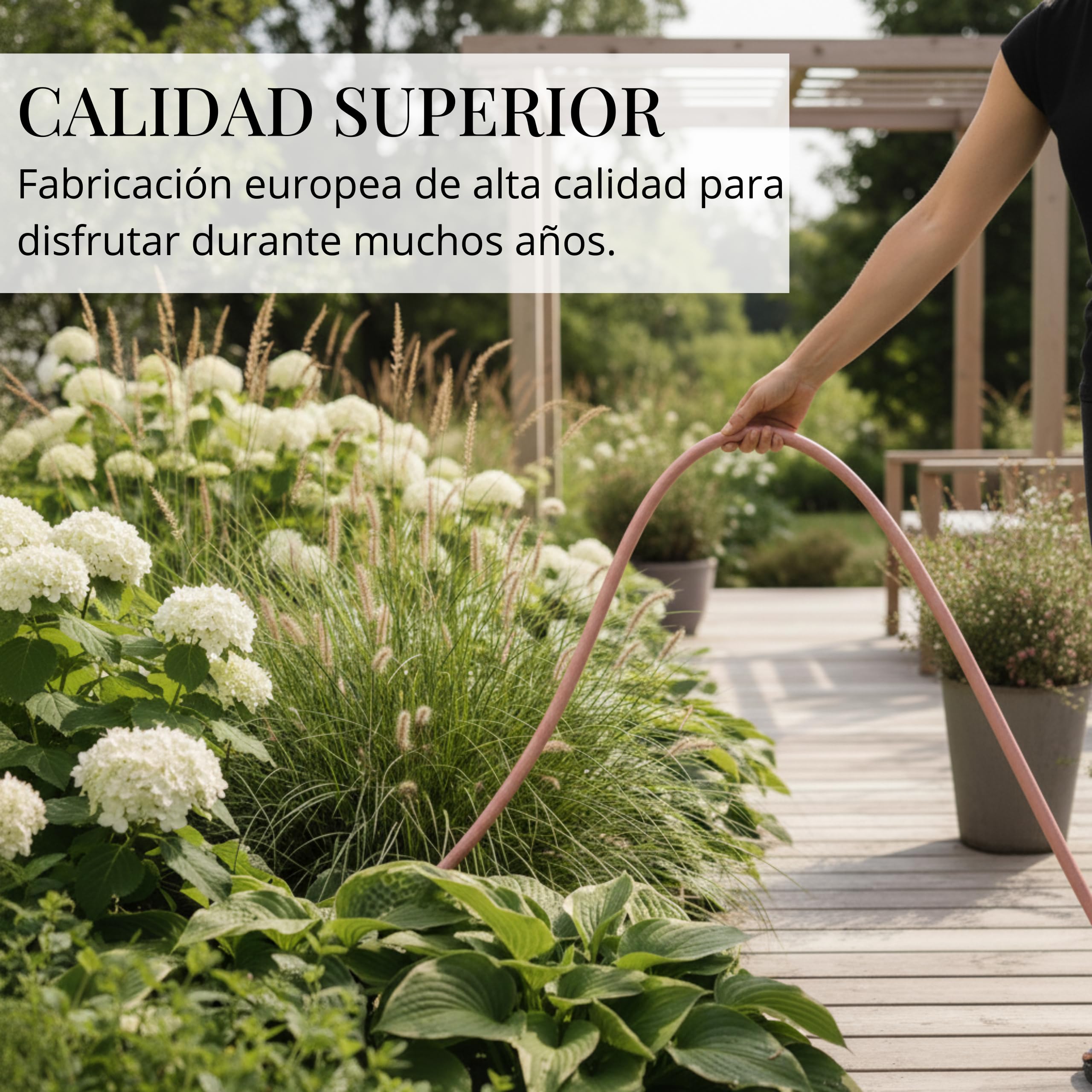LIVLIG Manguera Jardin 30m – Manguera de Riego Flexible, 60% Reciclado, Resistente UV, Antitorcion, 1/2 Pulgada, Rose