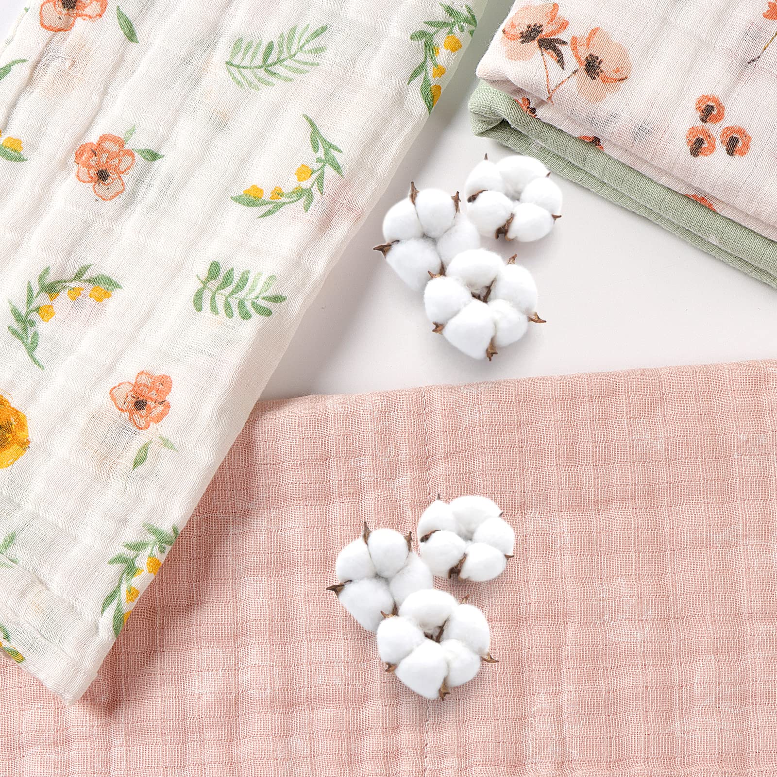 lasoftan - Paños de muselina para bebé, 100 % algodón, súper absorbentes, suaves, toallas de baño para bebés, niñas y niños, gran regalo para recién nacidos, 10 x 20 pulgadas, paquete de 4, hojas y