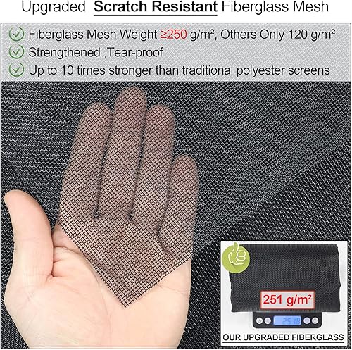 Miniatura 3 de Malla magnética mejorada de fibra de vidrio más gruesa de 8.82 ozm, 36 imanes más largos, cierre magnético para puerta frontal individual, puerta