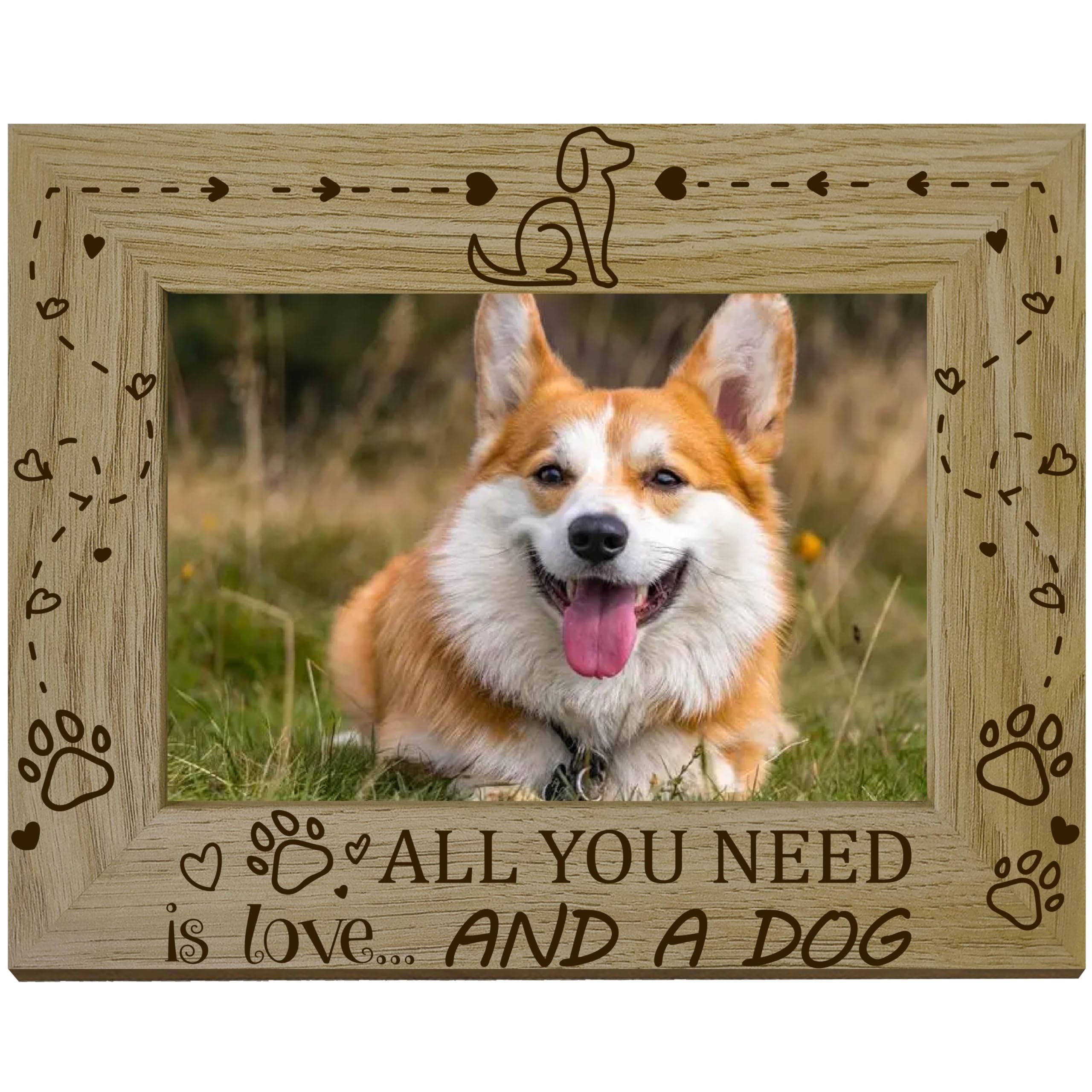 Cornice In Legno Massello 6x8 Con Impronte Di Cane | CREATCABIN | Portafoto Da Tavolo O Parete | Idea Regalo