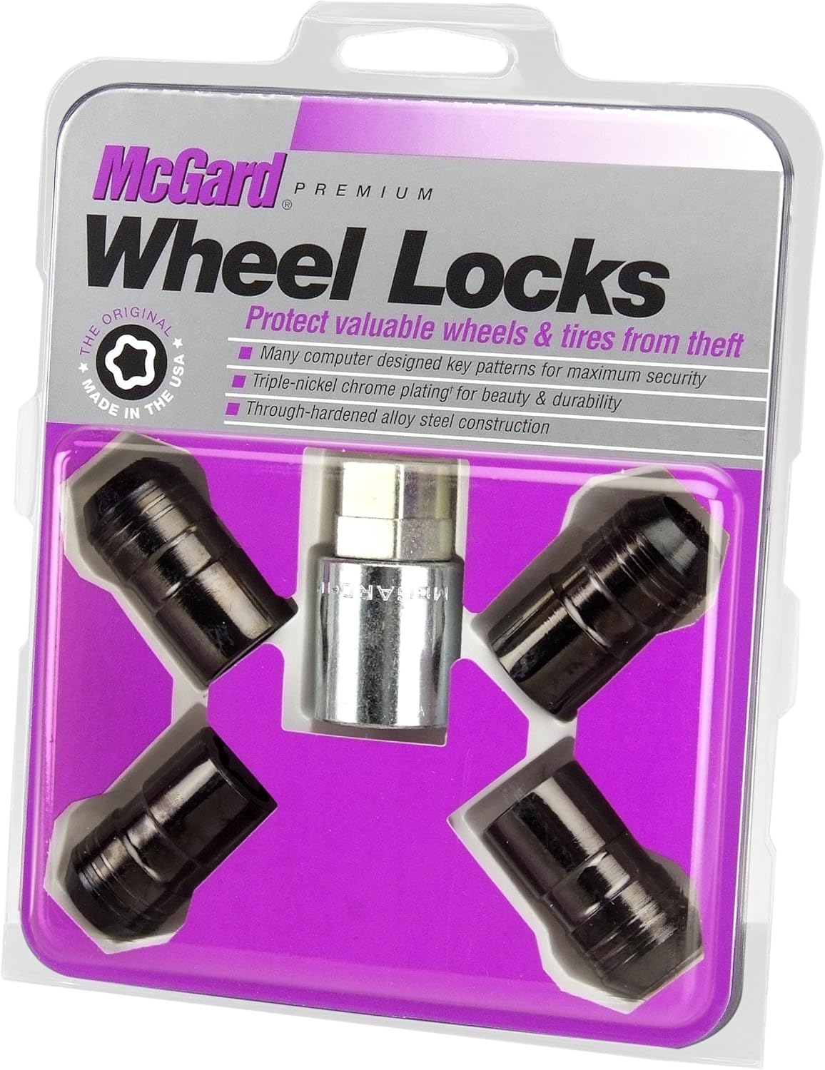 McGard 24216 Chrome/Black Cone Seat Wheel Lock Set, Wheel Locks