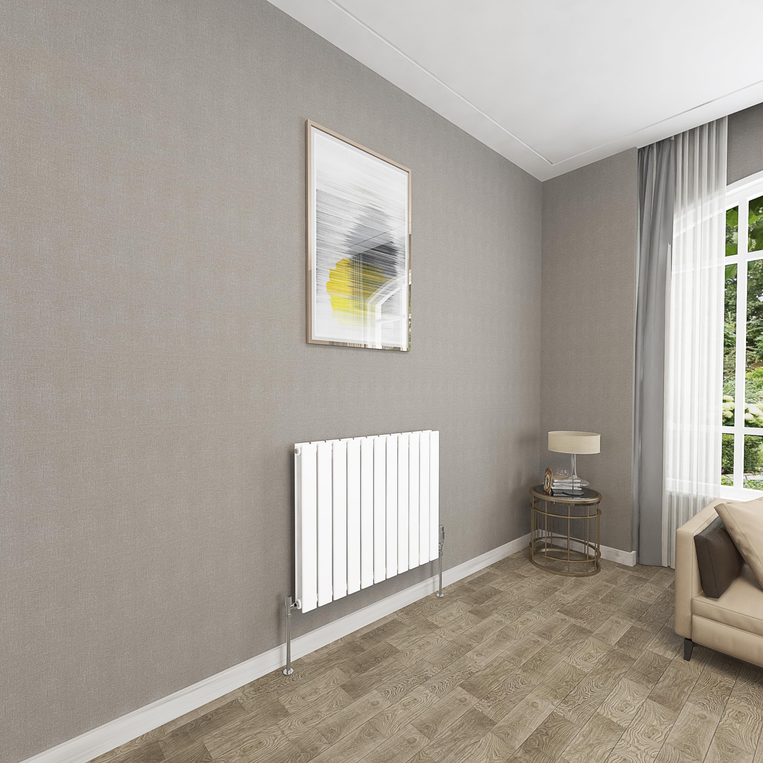 Sky Bathroom White | 600X748mm Horizontal Designer Radiators Flat Panel Double Panel Central Heating Radiator
