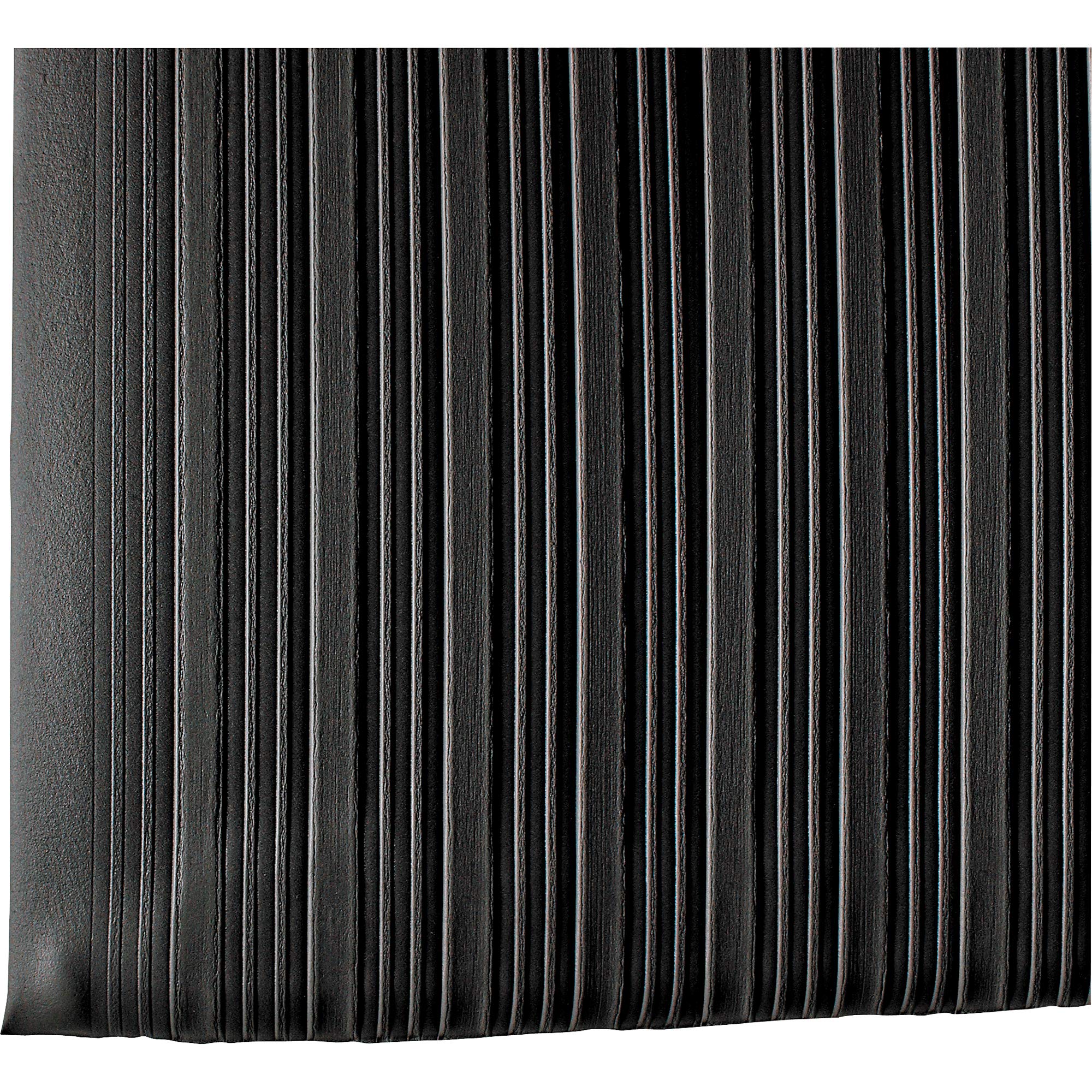 Wearwell Tuf Sponge Light Duty Anti-Fatigue Workstation Mat - Black. 3' W x 5' L x 3/8" Thickness. PVC Vinyl Sponge. Safety Rounded Edges. Light