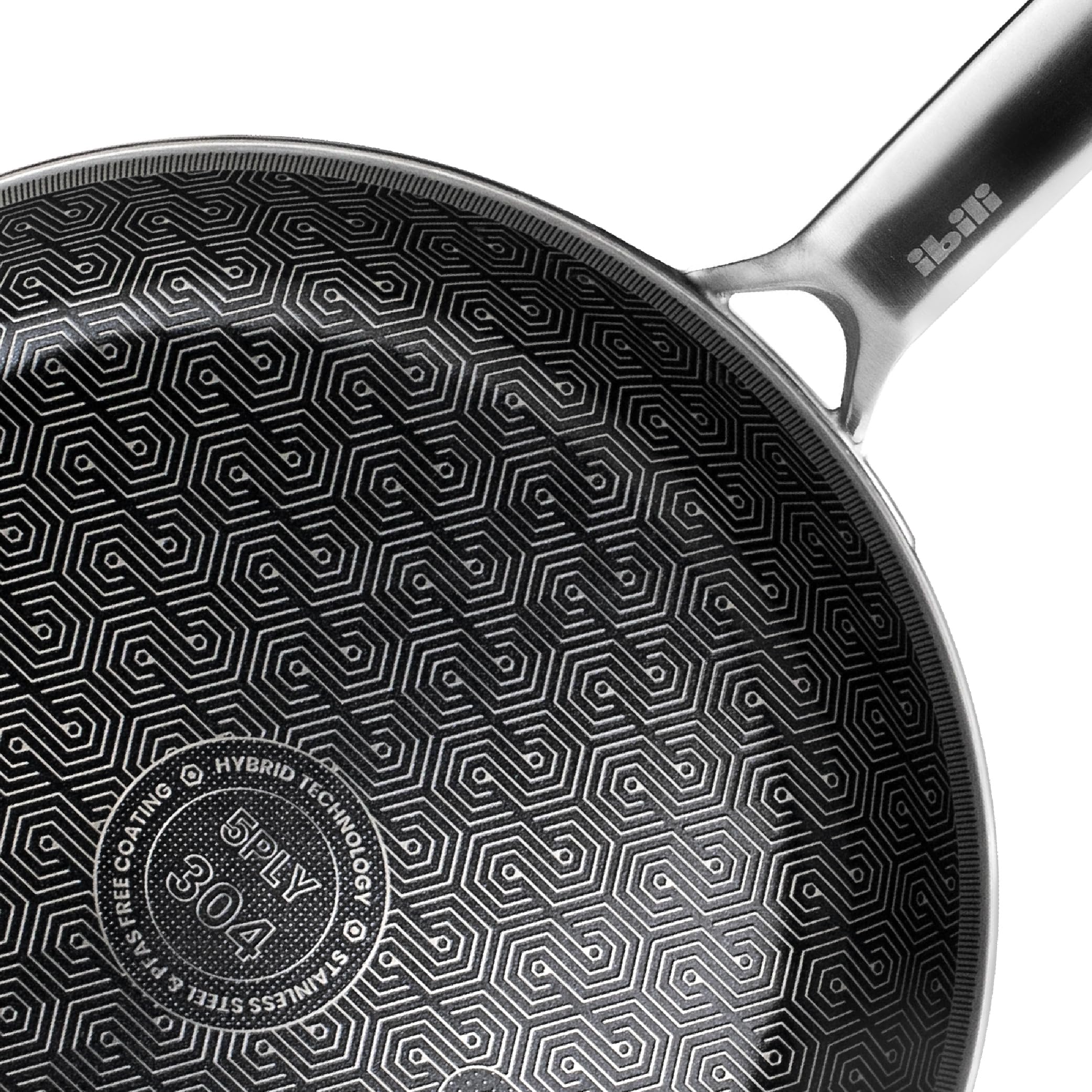 IBILI - Sarten 5 PLY PRO HYBRID TECH 28 cm, 5-warstwowa, stal nierdzewna, nadaje się do indukcji, nieprzywierająca PFAS FREE