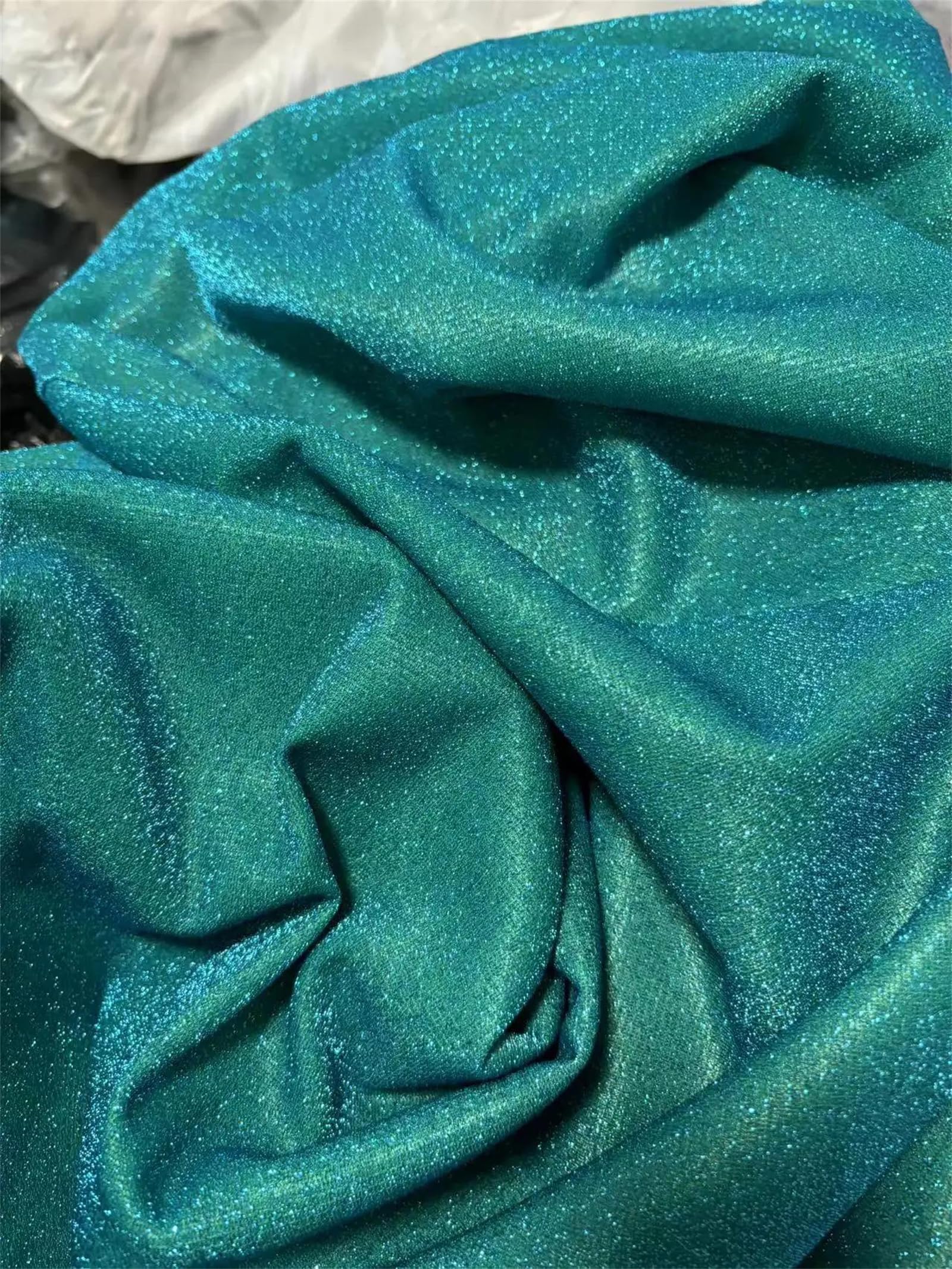 1 Yard 1.5M di Larghezza Turchese Shimmer Glitter Tessuto Maglia Maglia for Abiti Formali Fondali Festa di Nozze Decorazione della Tenda(Light Gold,M)