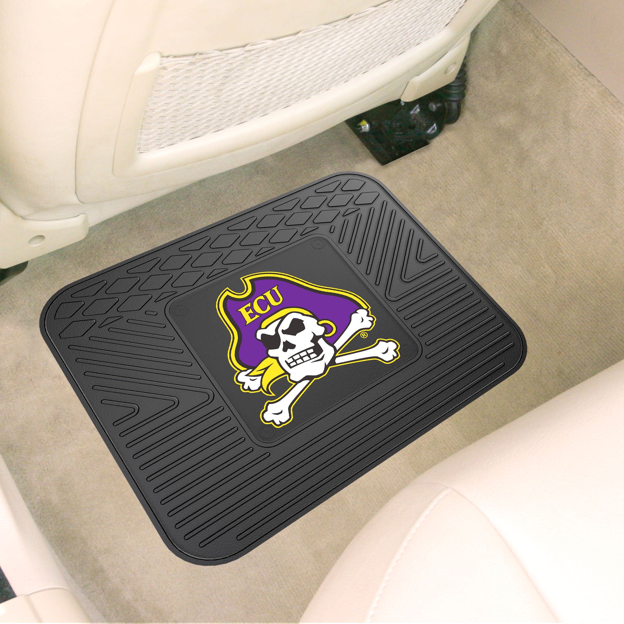 FANMATS 17619 East Carolina Pirates Back Row Utility Car Mat - 1 Piece - 14in. x 17in., All Weather Protection, Universal Fit, Molded Team Logo