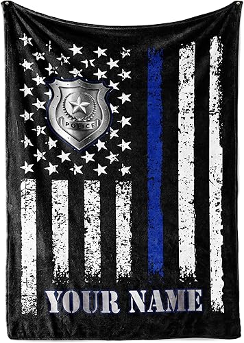Miniatura 1 de Manta personalizada de las fuerzas del orden  Se envía al día siguiente, impresa en Estados Unidos, manta de forro polar suave o sherpa, manta