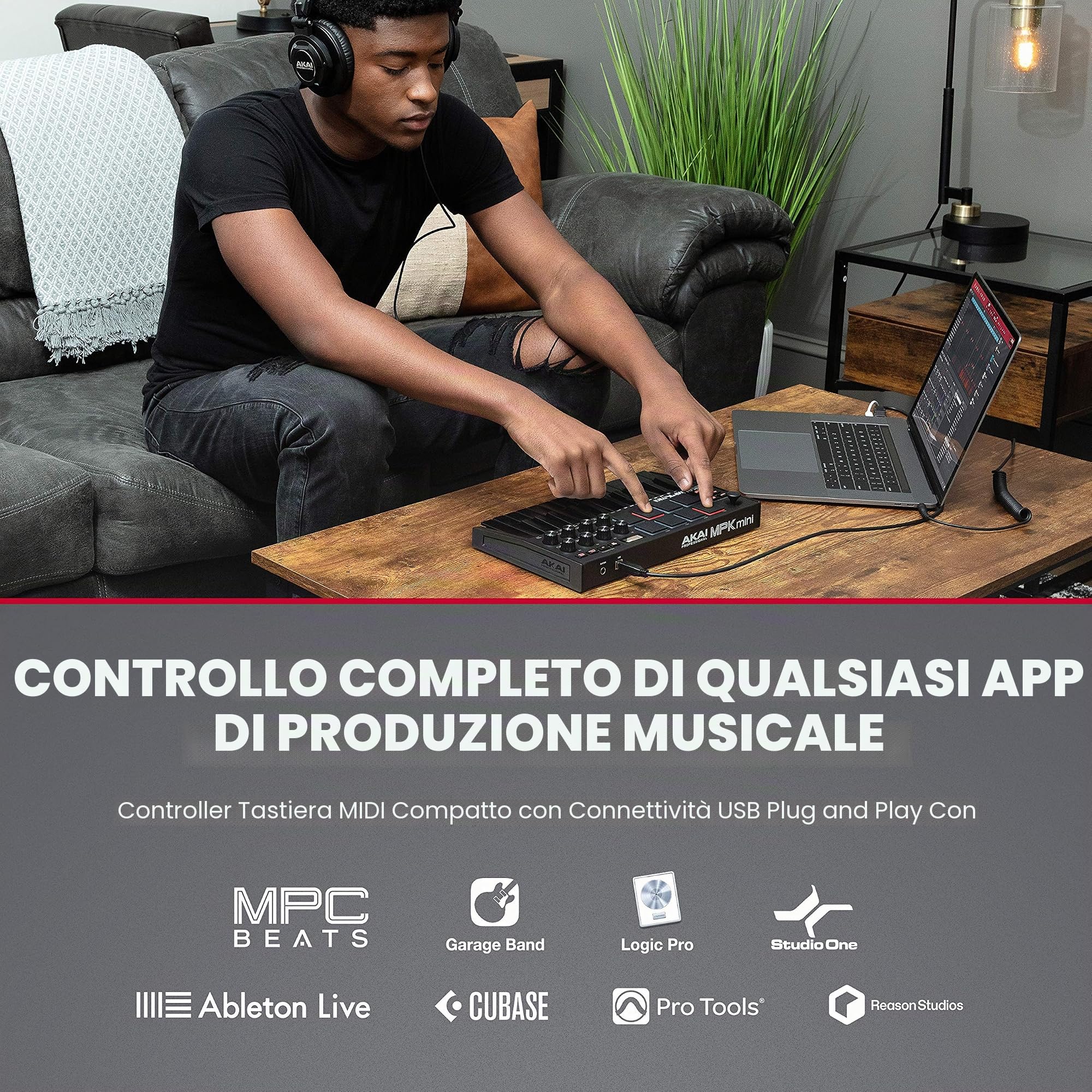 AKAI Professional MPK Mini MK3 Black + M-Audio SP-2 - Tastiera MIDI Controller USB con 25 Tasti, 8 PAD e Software + Pedale di Sustain Universale