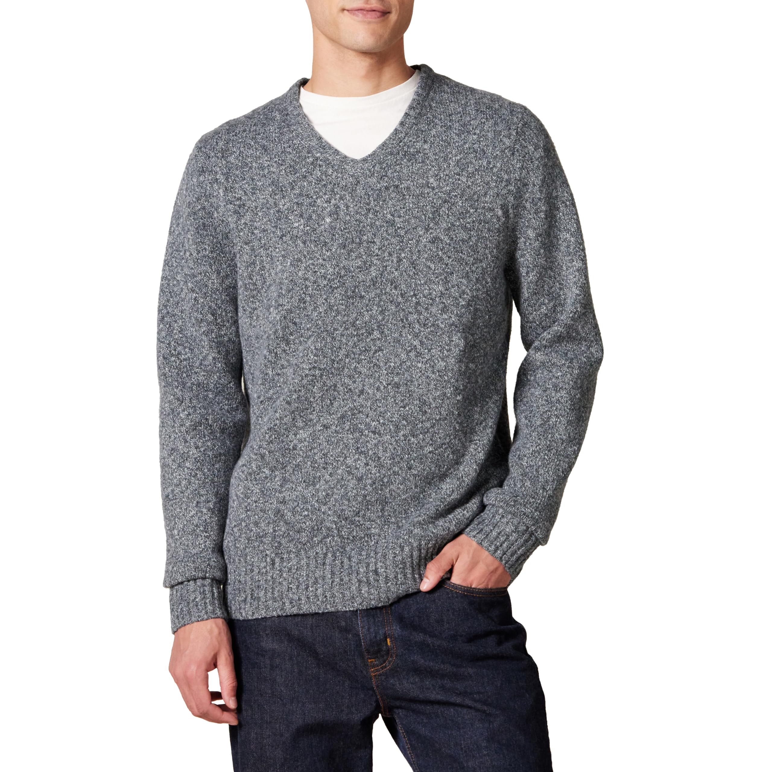 Amazon Essentials Men's Long-Sleeve Soft Touch Sweater, Charcoal Marl, Small