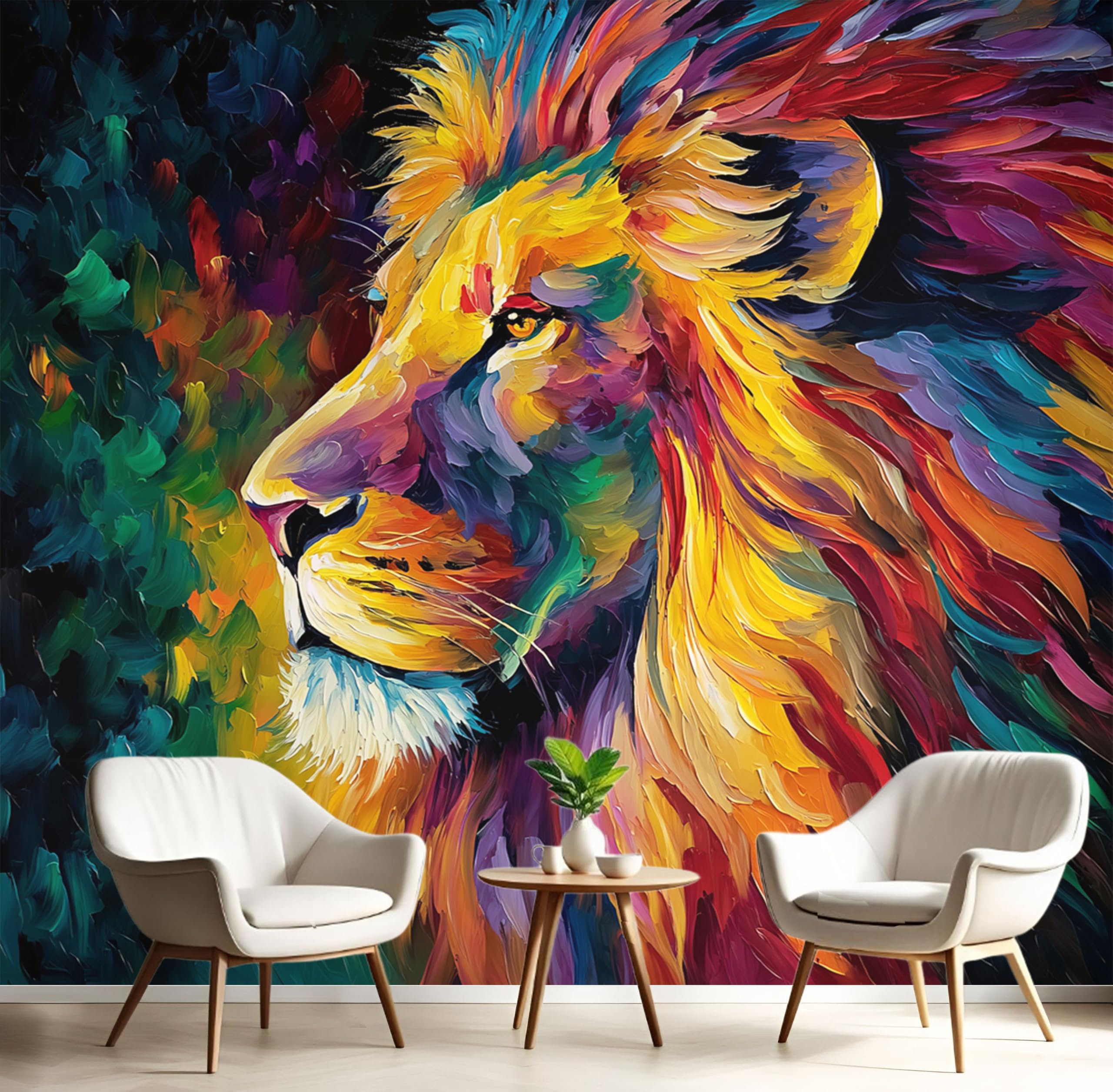 Papier peint lion jaune moutarde salon moderne tapisserie 3D pour chambre