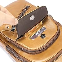 Vista 70 de LUKZIJAES Bolso bandolera de cuero genuino para hombre marrón (#1-Brown)