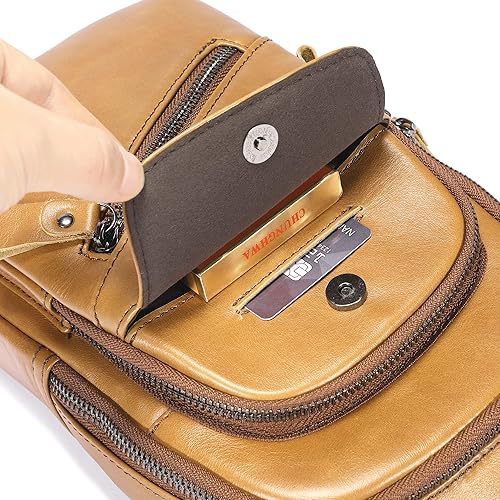Miniatura 70 de LUKZIJAES Bolso bandolera de cuero genuino para hombre marrón (#1-Brown)