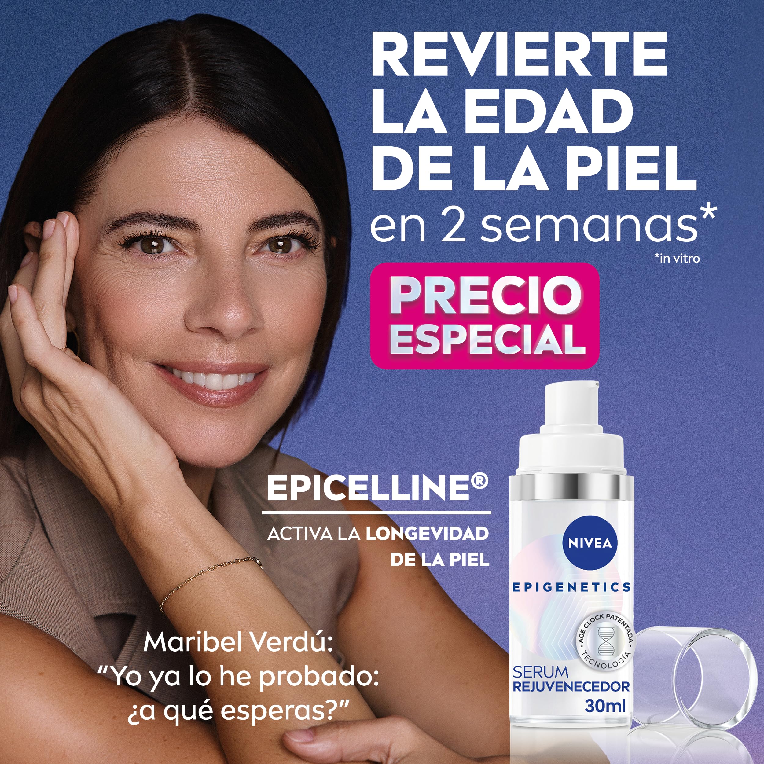 NIVEA Cellular Epigenetics - Serum Facial Rejuvenecedor con Epicelline - Cuidado facial Antiedad - 3 Tipos de Ácido Hialurónico - Revierte la Edad de la Piel - Todo tipo de pieles - 30 ml
