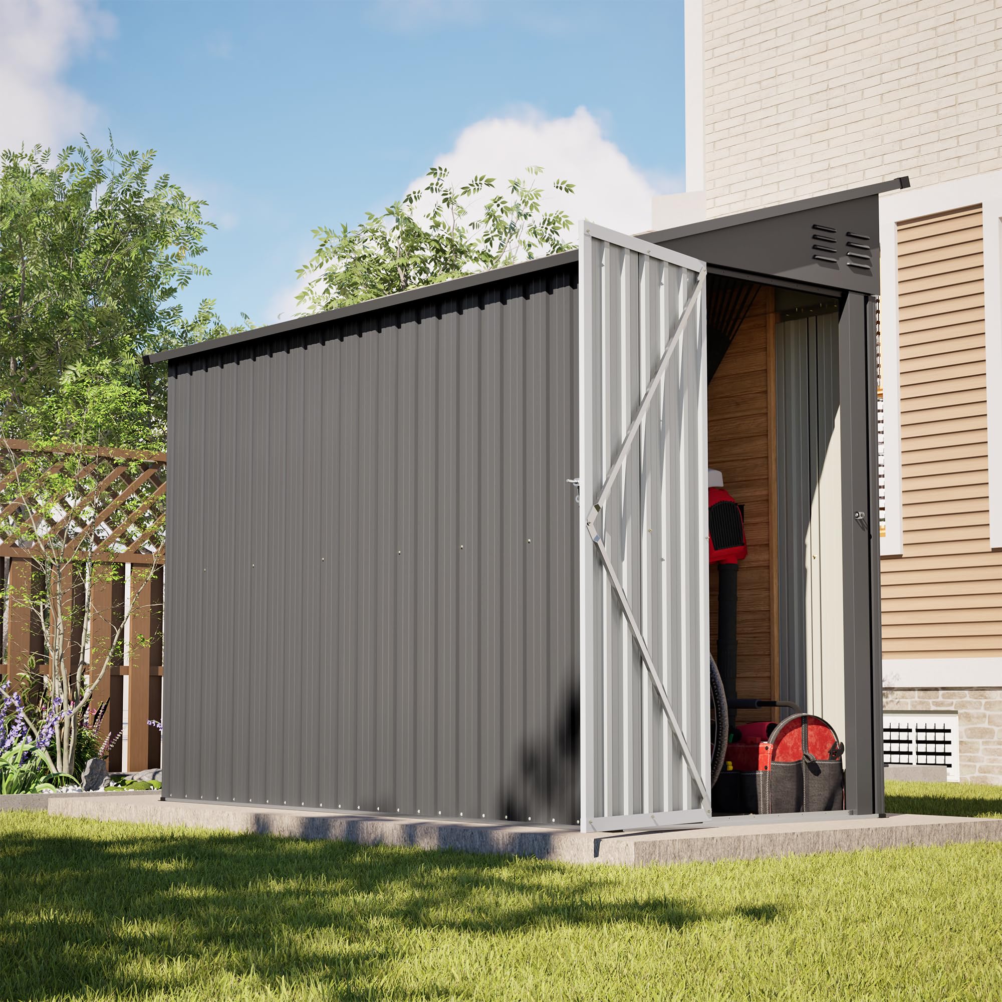 YOPTO 4x8 Lean-to Metal Shed