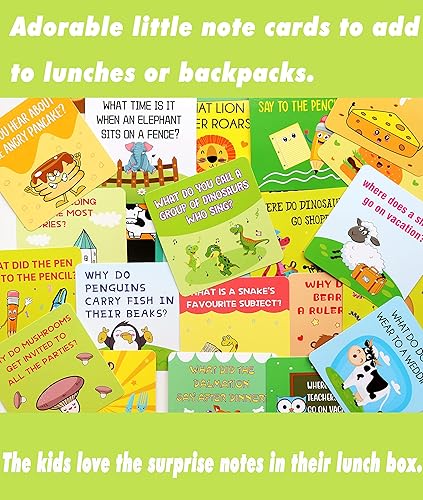 Miniatura 5 de Tinuos Lonchera divertida de bromas para niños, 60 tarjetas motivacionales e inspiradoras, bonitos diseños con preguntas y respuestas notas de