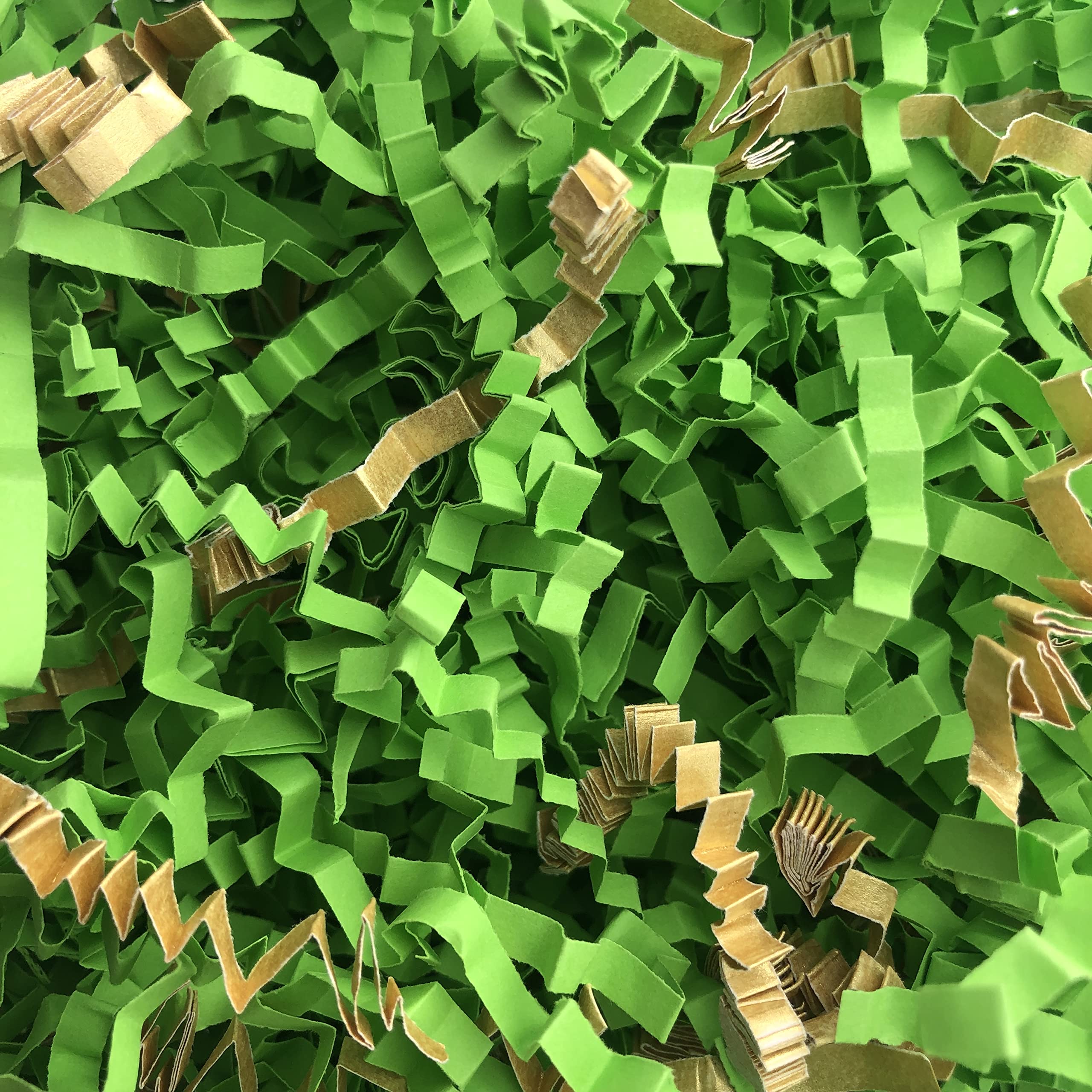 ShredAstic ® Shredded Paper Zig Zag Crinkle Cut Green/Gold Mix gifts baskets hampers crafts (100 grams)