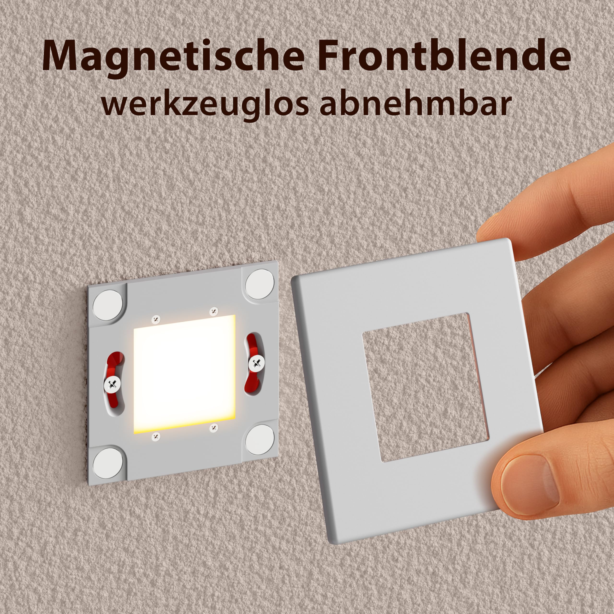 ledscom.de 12x LED Treppenlicht/Wandeinbauleuchte FEMA für innen und außen, eckig, 80 x 80mm, warmweiß