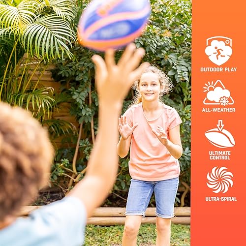 Miniatura 4 de NERF Spiral Grip Football - Junior and Mini Sizes - Patented Spacelace for Ultimate Spirals - Machine Stitched Construction - Pump Included