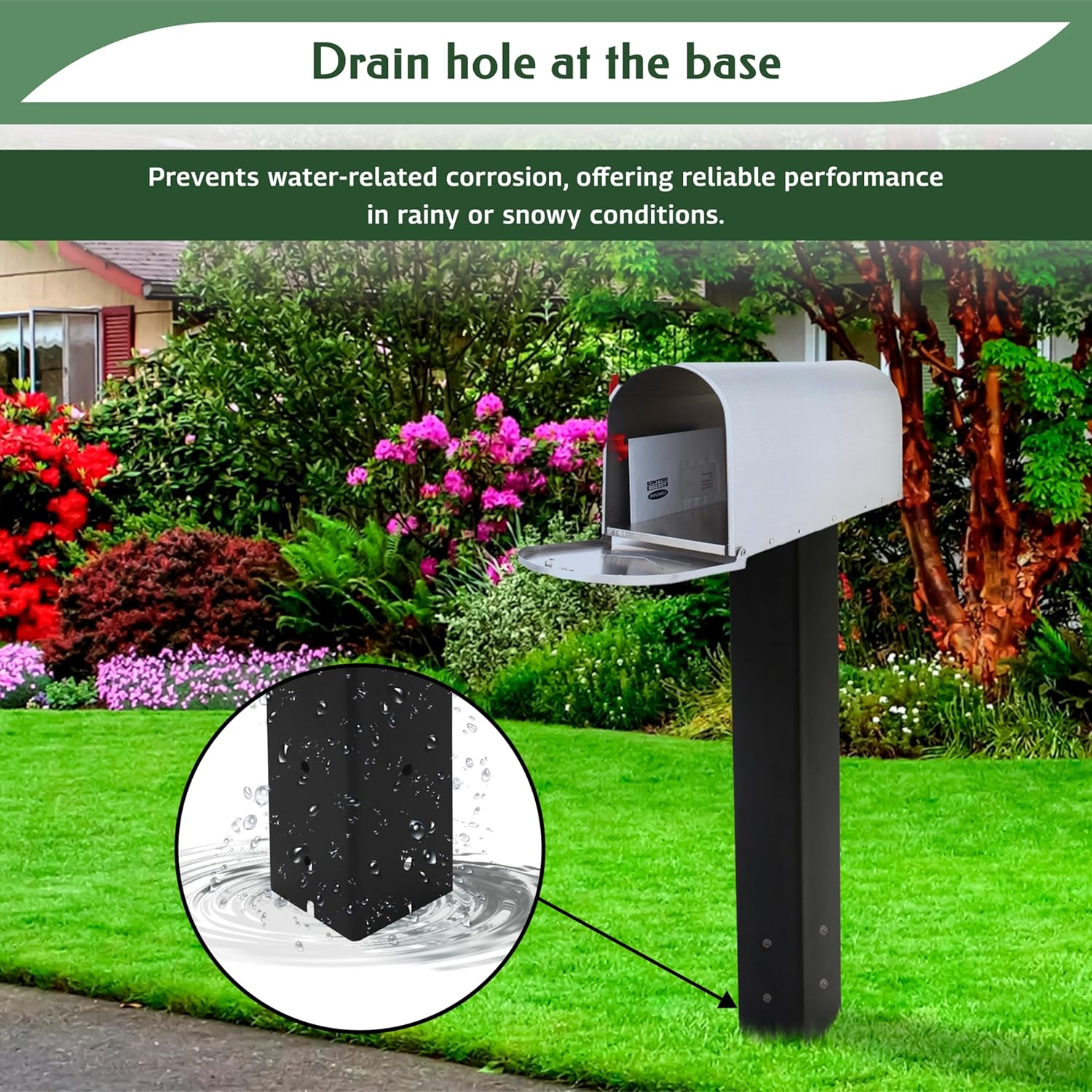 FEBTECH - 27 Inch Heavy Duty Carbo Steel Mailbox Post – Rust-Resistant Powder Coated Post for Outdoor Metal Mailbox, Sidewalk, Curbside Installation