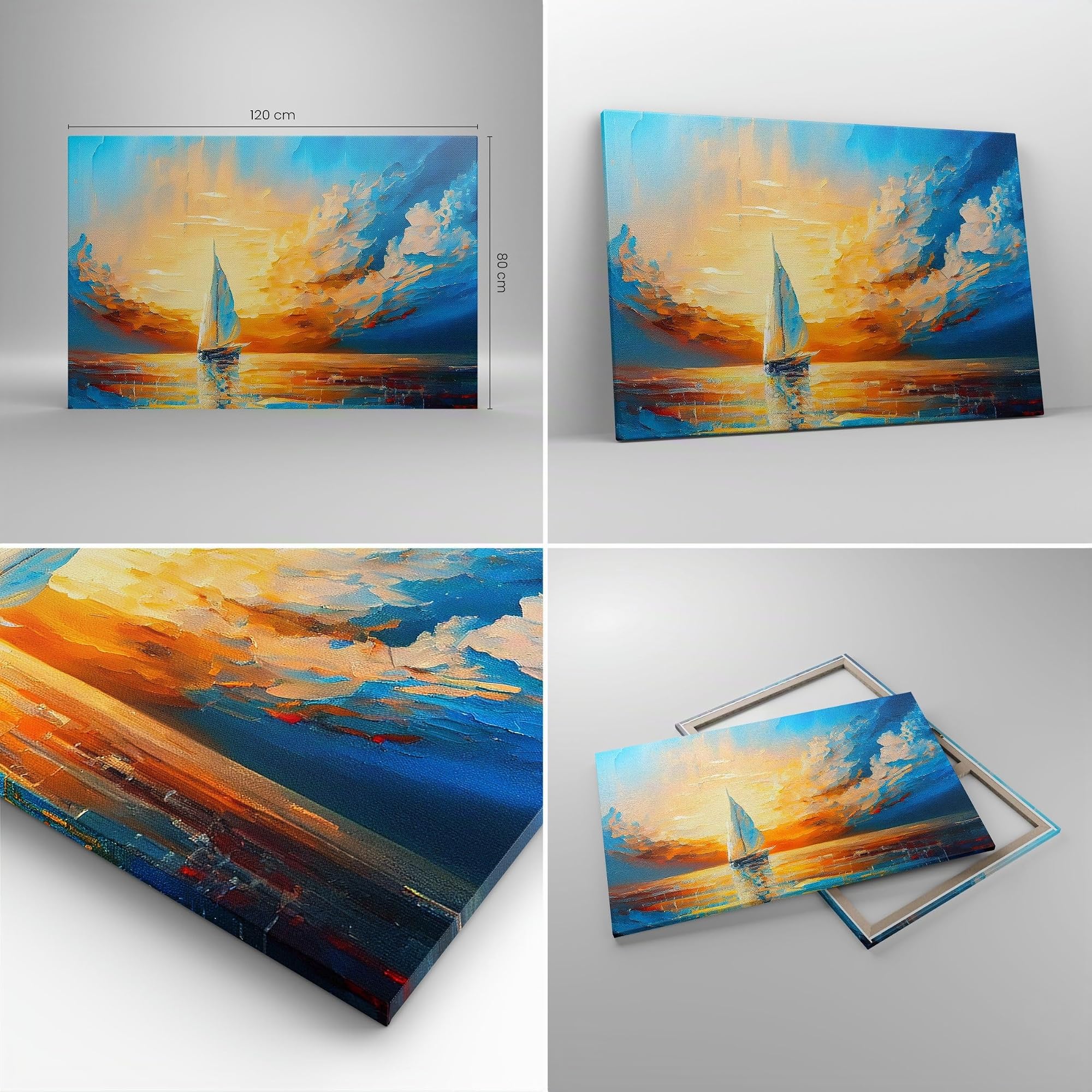 Quadri Moderni su Tela 120x80 cm Stampe da Parete Marino Paesaggi - 5712 | Paesaggio Nautico Barca a vela Quadro Decorativo XXL 1 pezzo Soggiorno Arte da Parete Decorazione da Parete ARTTOR