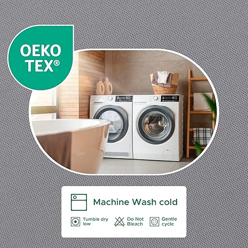 Miniatura 6 de Biscaynebay - Cortinas de ducha de tela para cabina corta, 72" de ancho x 65" de largo, cortinas de baño impermeables gris plateado, ojales