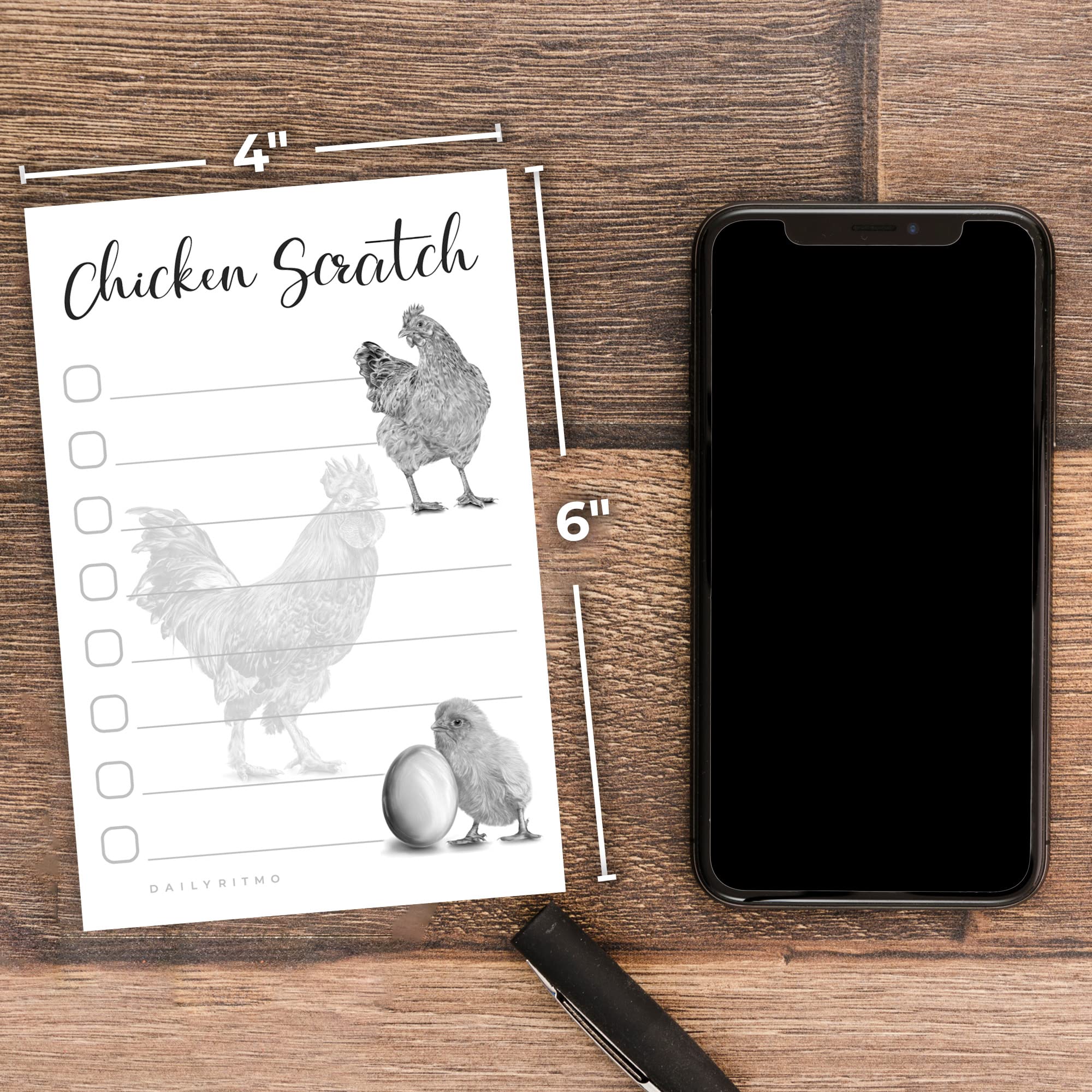 Horse Notebook Chicken Scratch Sticky Notes - Funny Chicken Themed ...