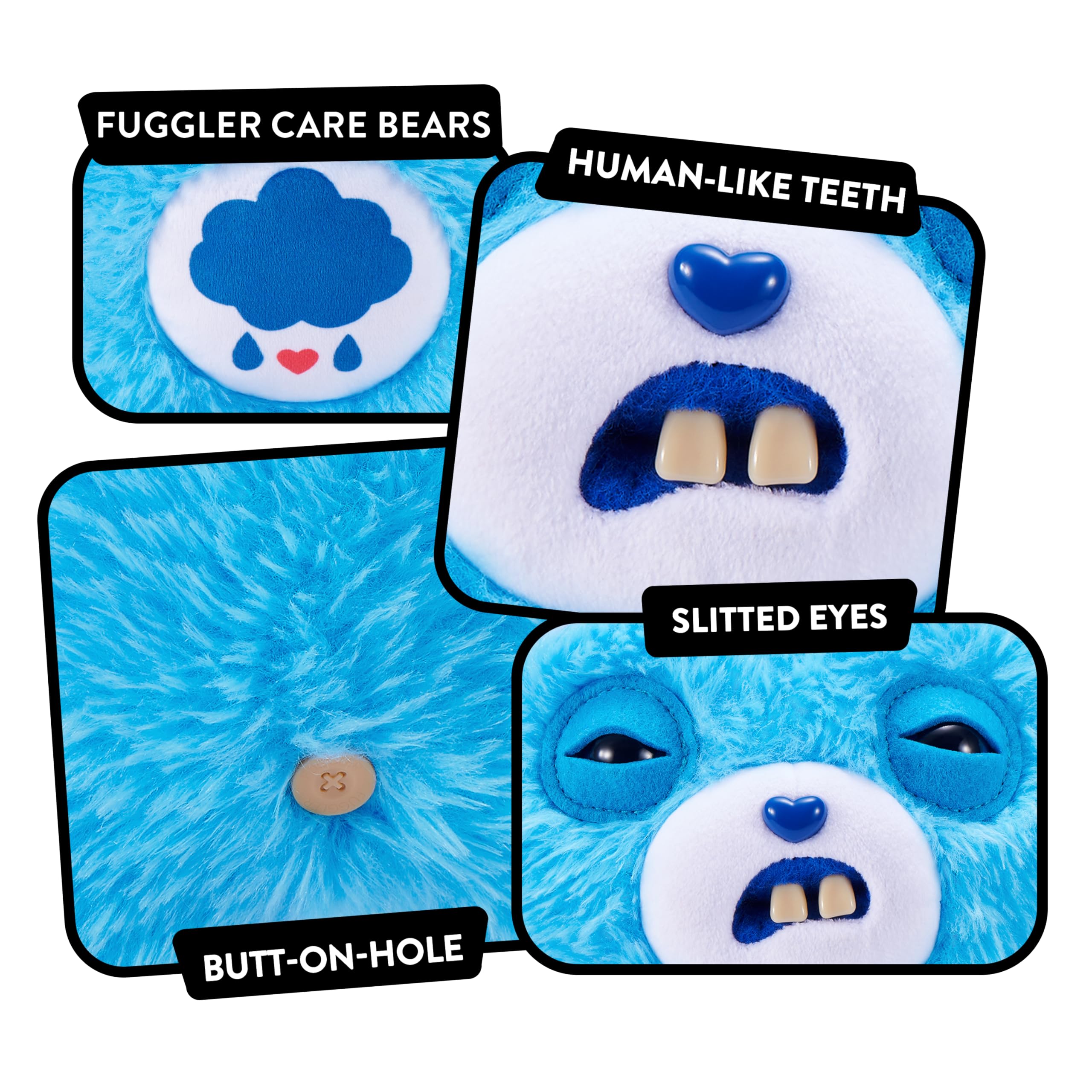 Fuggler Care Bears 9-inch Licensed (Grumpy Bear) by ZURU – Peluche Funny Ugly Monster con denti quasi umani, peluche collezionabile per bambini, adolescenti, adulti e fan dei crossover
