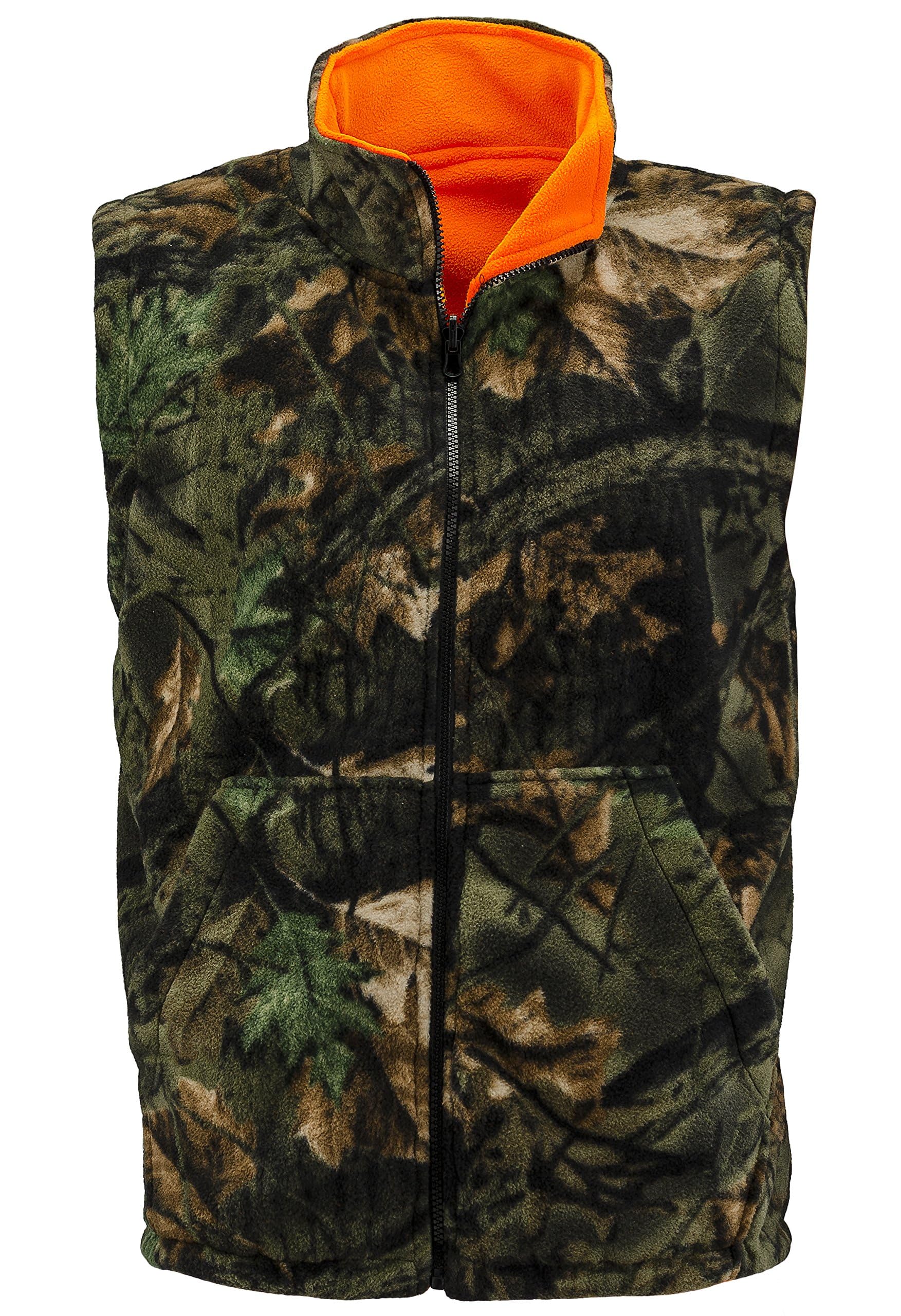 TrailCrest by Treel Mens Reversible Camo & Safety Blaze Orange Vest
