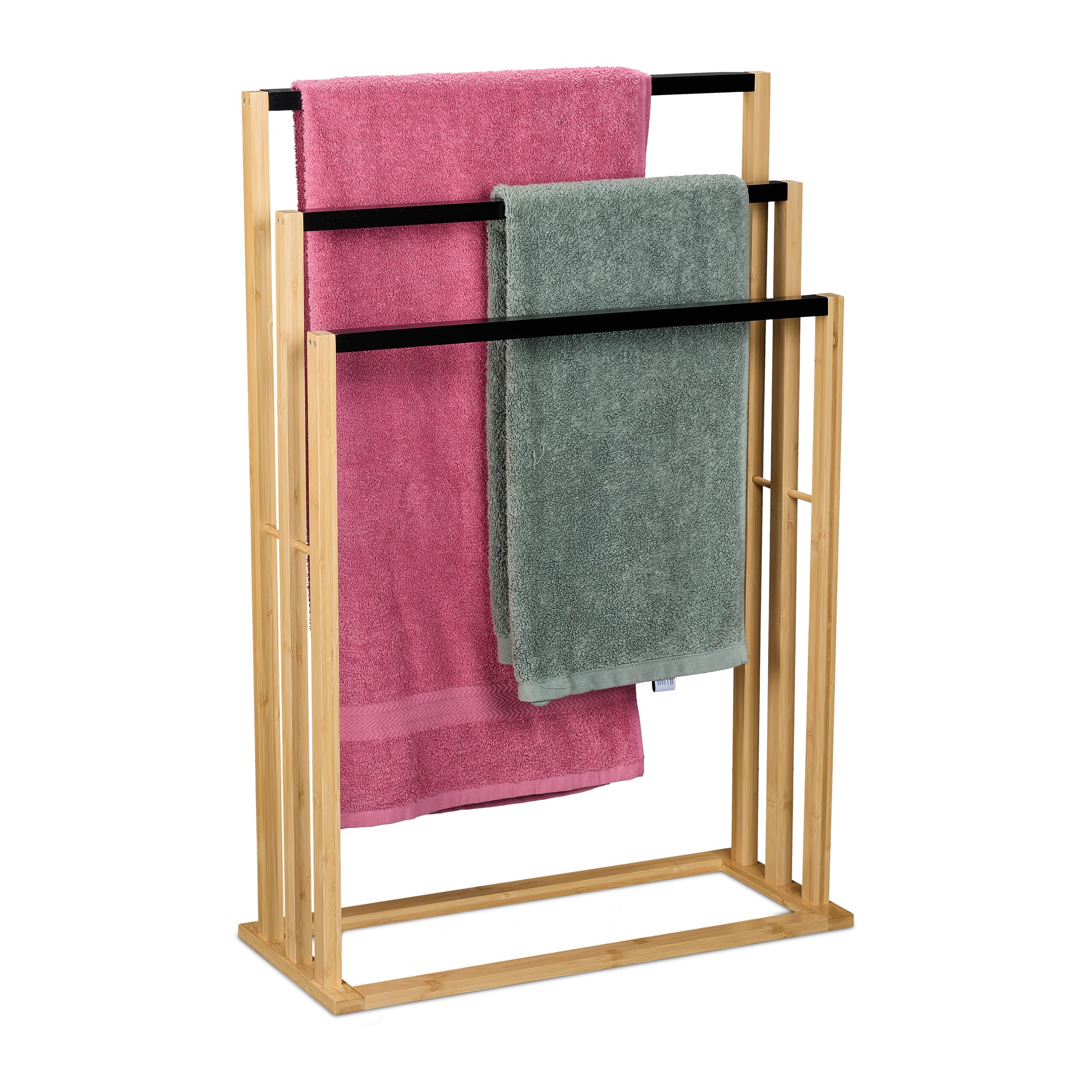Relaxdays Porte-serviettes, 3 Barres Décalées, Porte-serviettes En