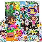 Dora Puffy Sticker Playset, 35 Reusable Stickers and 2 Play Scenes, Fun Kids Activities, Toddler Toys, Road Trip Essentials, Gifts for 4 Year Old Girl, Mess Free Airplane Toy for Little Ones